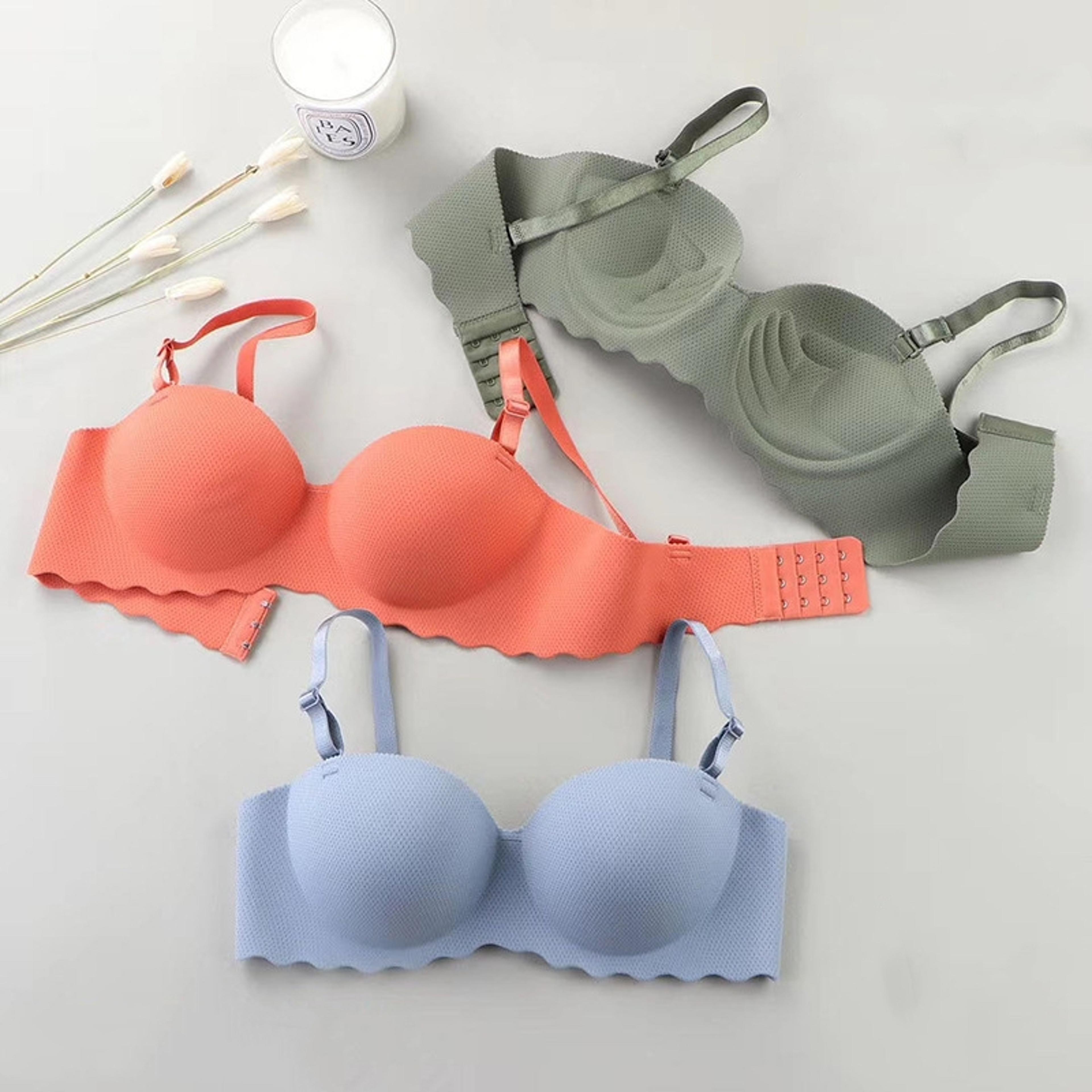 thin one-piece seamless womens bra, detachable shoulder strap, gathered bralette, comfortable sleep brassiere, no steel