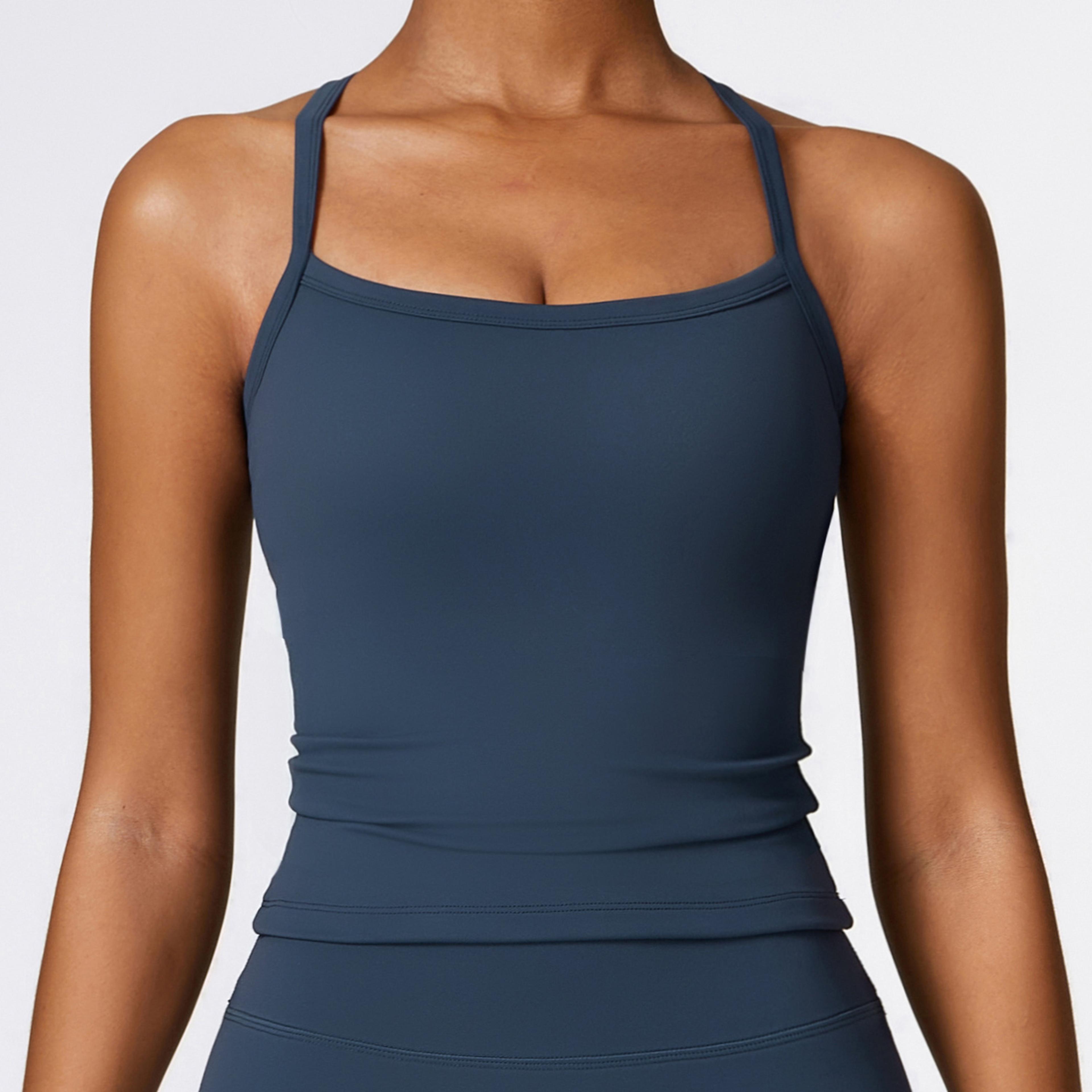 women cross back yoga sports bra, breathable shock proof gym workout, fitness push up top for yoga running active sports