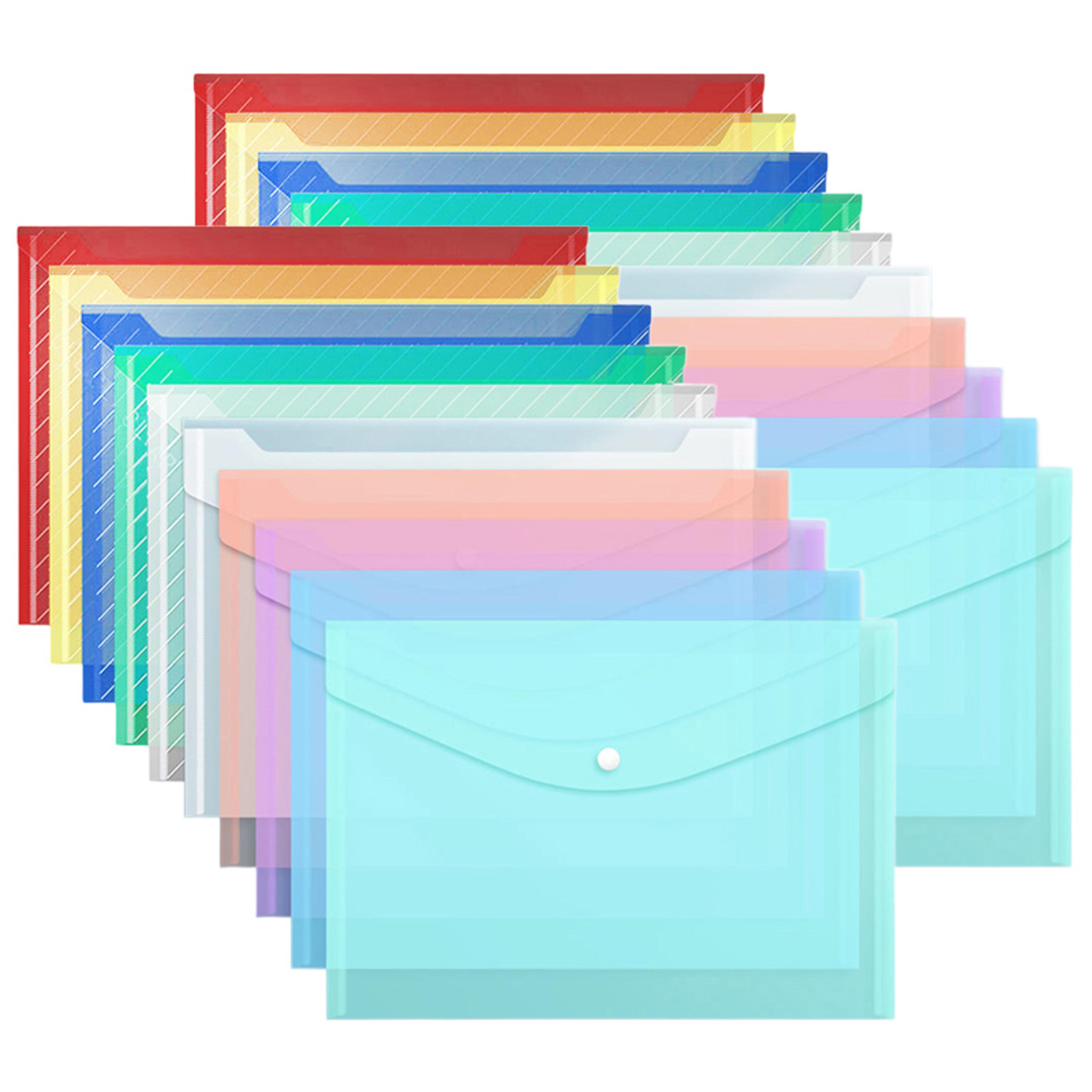 file bags, transparent plastic, large-capacity waterproof storage, snap-on type test paper organizer for archives