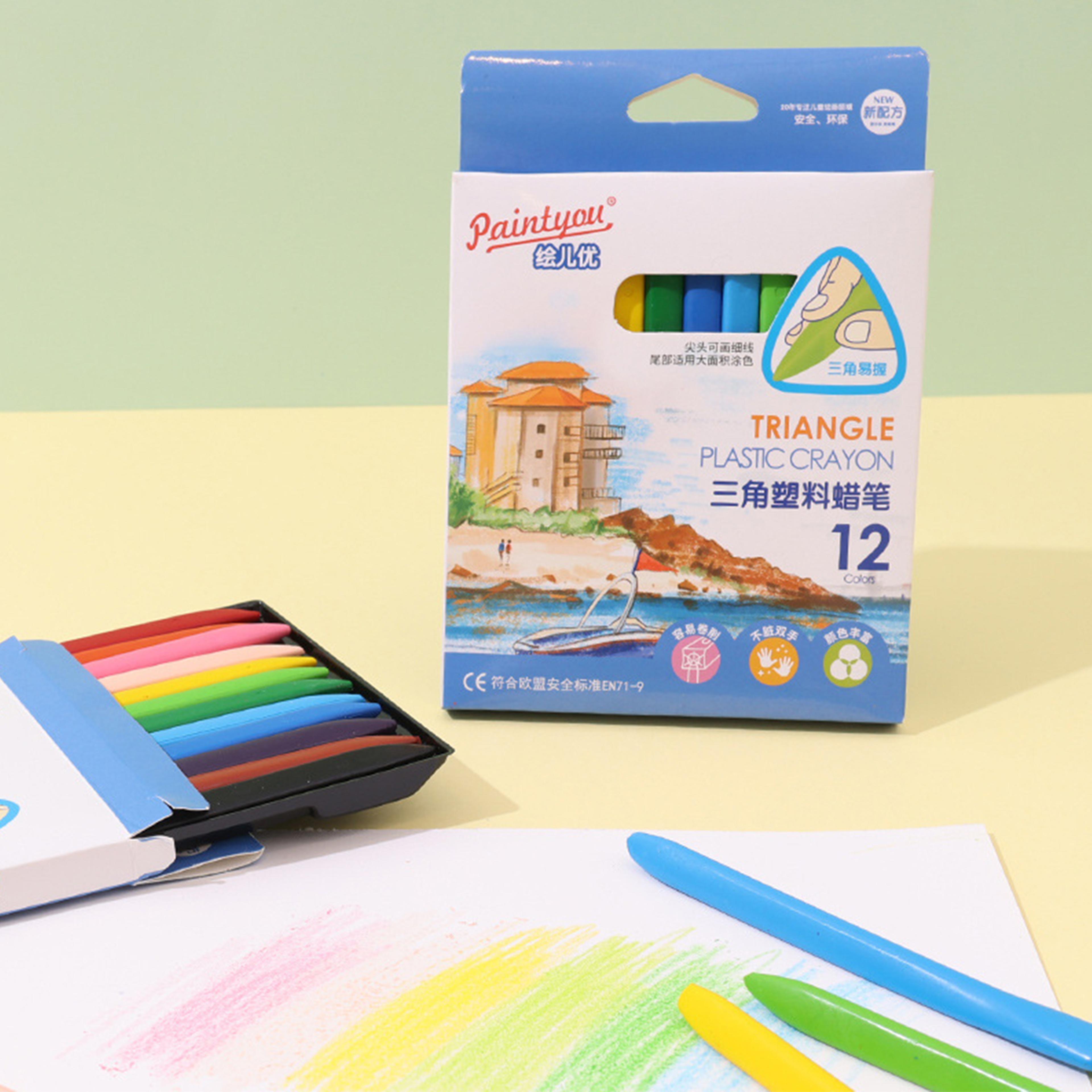 colors non-dirty hand plastic crayons, washable and erasable color crayons, childrens painting school office supplies