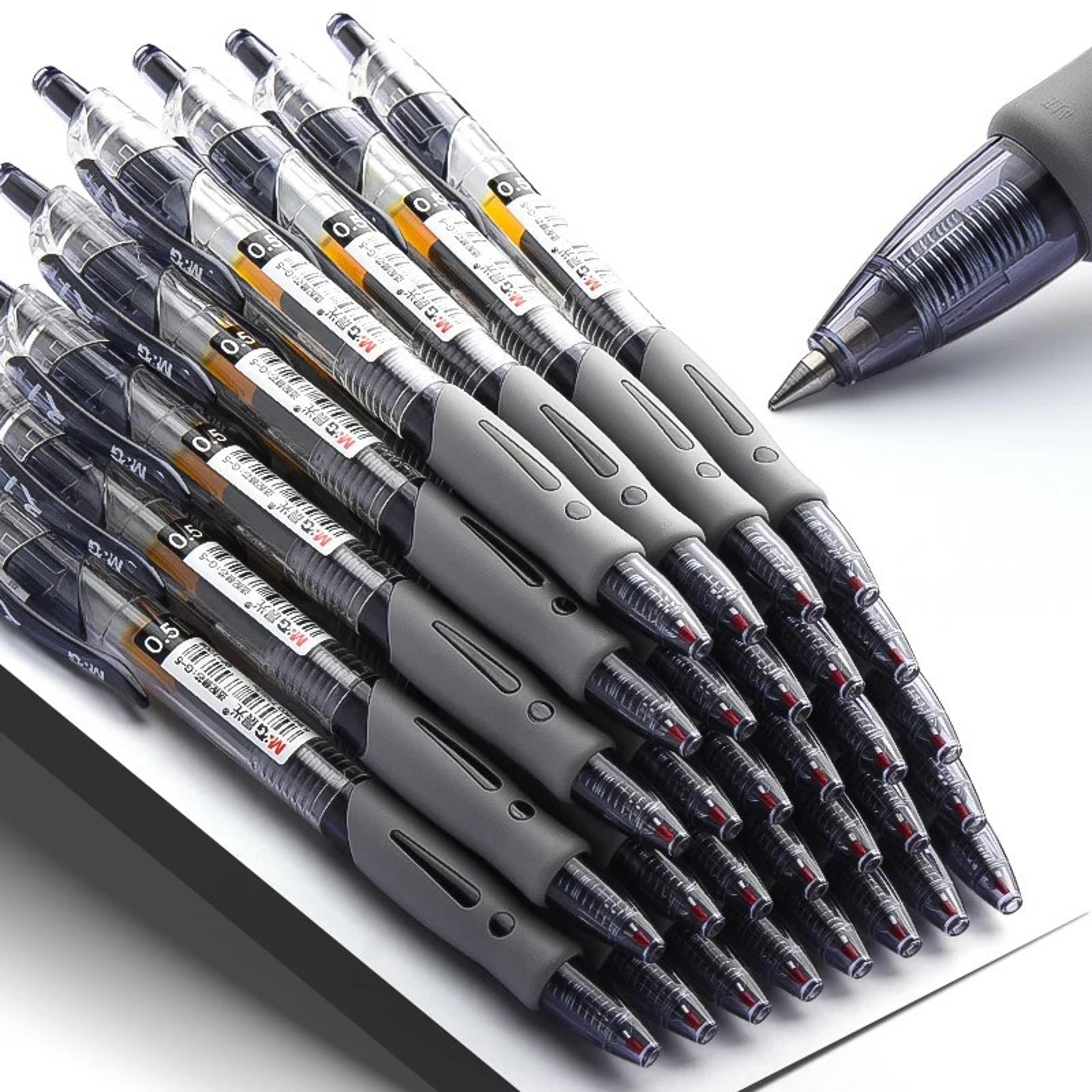retractable gel pens set, black/blue/red, liquid ballpoint pen, school stationery, office writing tool for students
