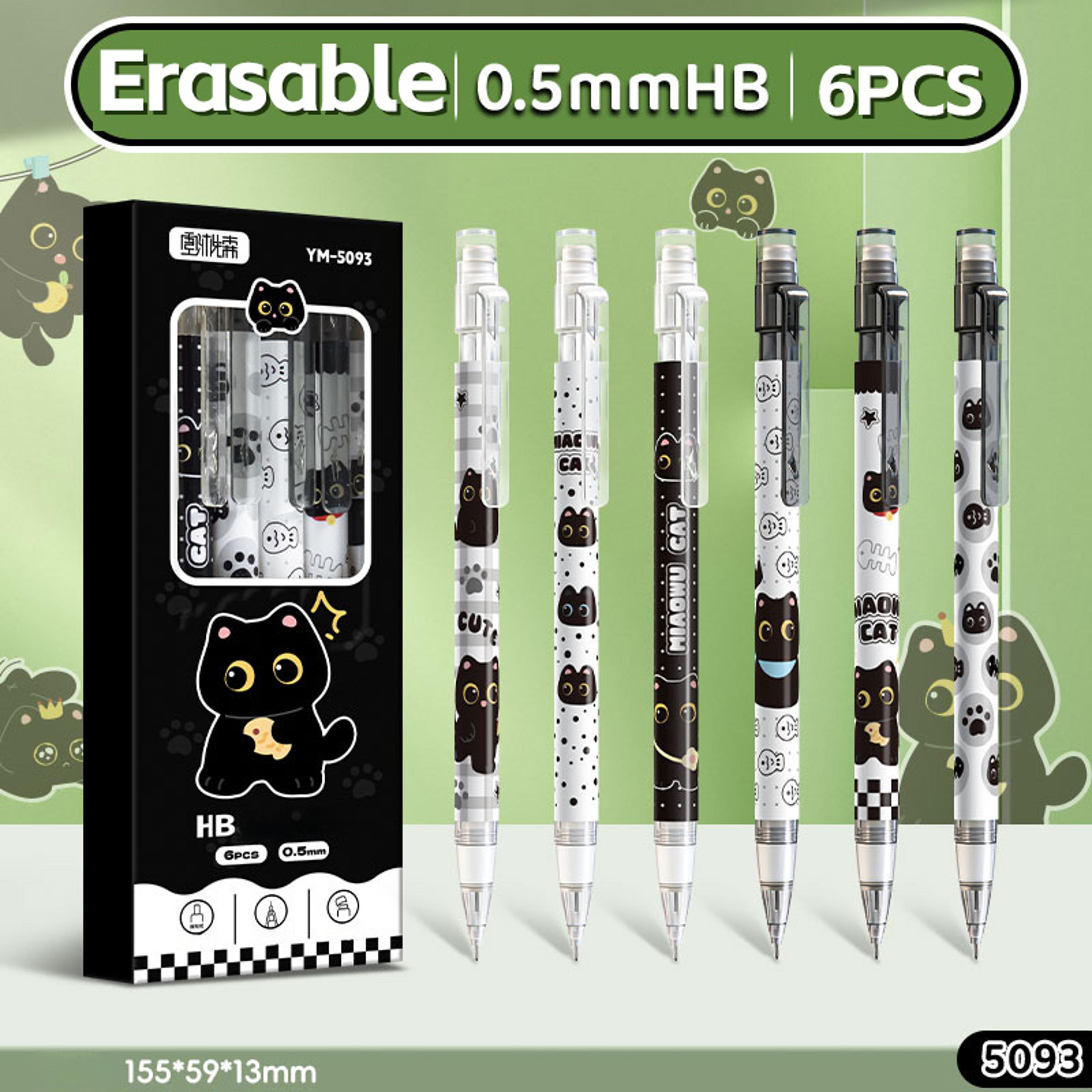 mechanical pencils for writing, drawing, cute cat design, ideal for office school use, multicolor pen