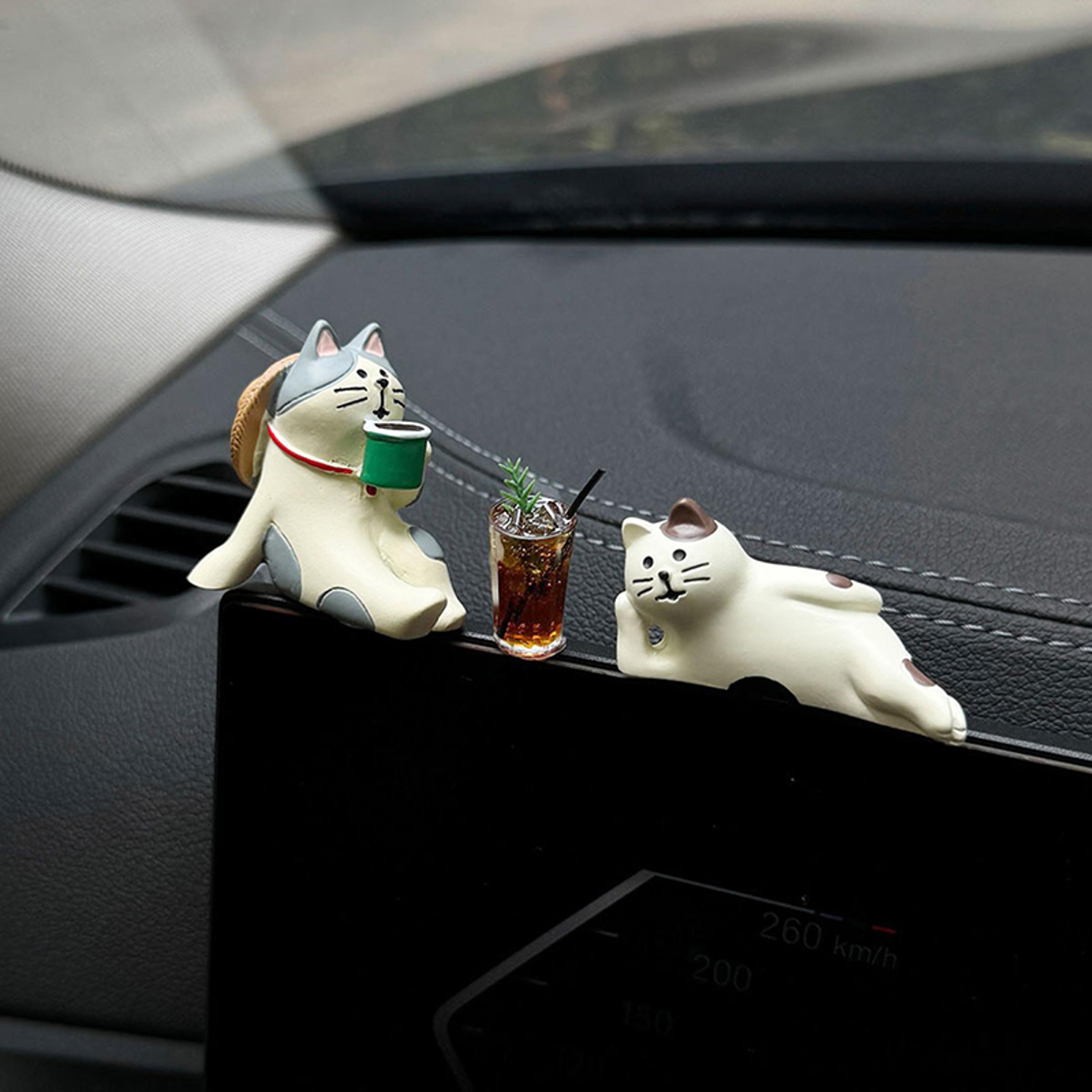 cute car interior decoration ornaments, mini cat action figure, auto dashboard rearview mirror decoration, car accessori