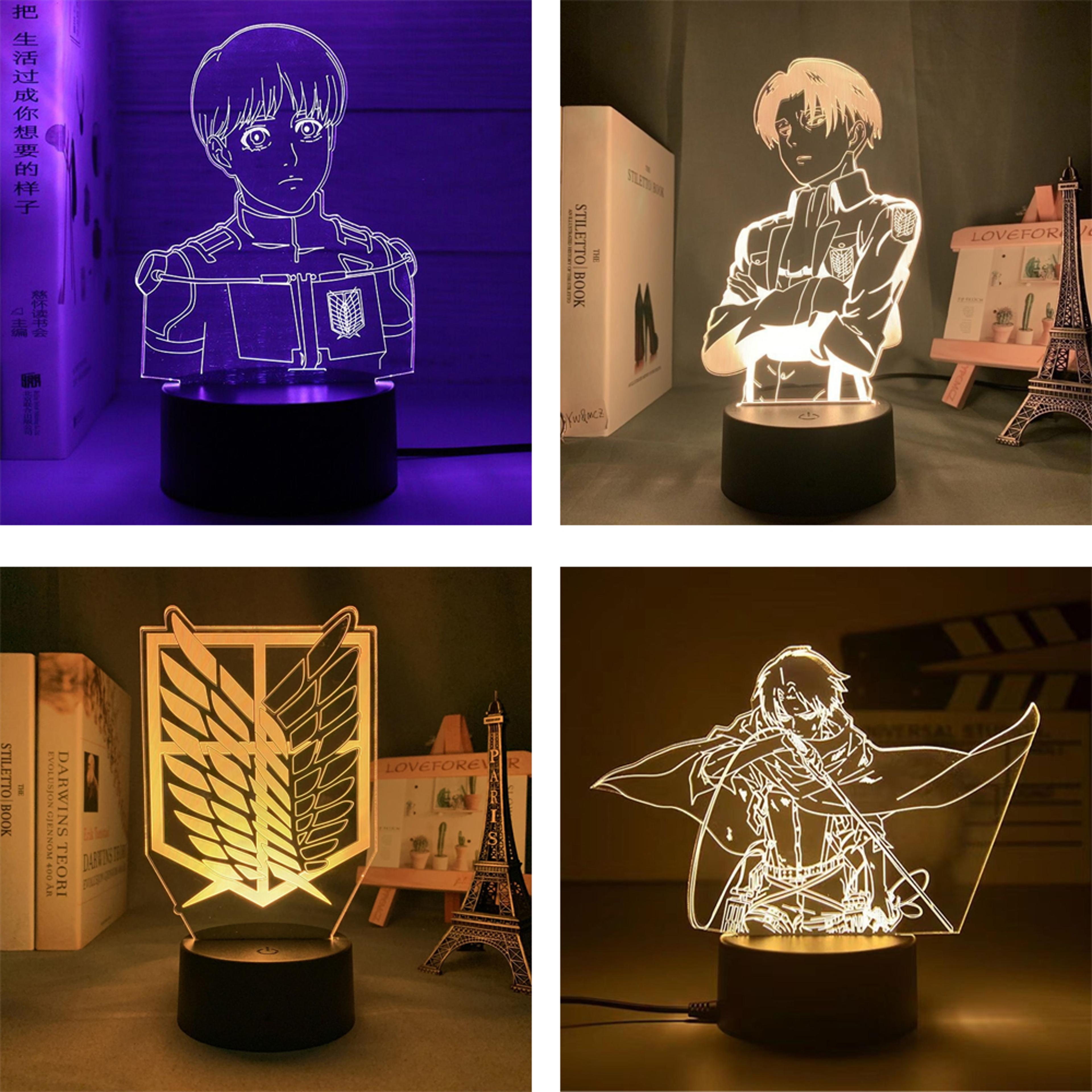 anime attack on titan gamer lamp led night light with remote control, bedroom figures lamps for home, decorative night