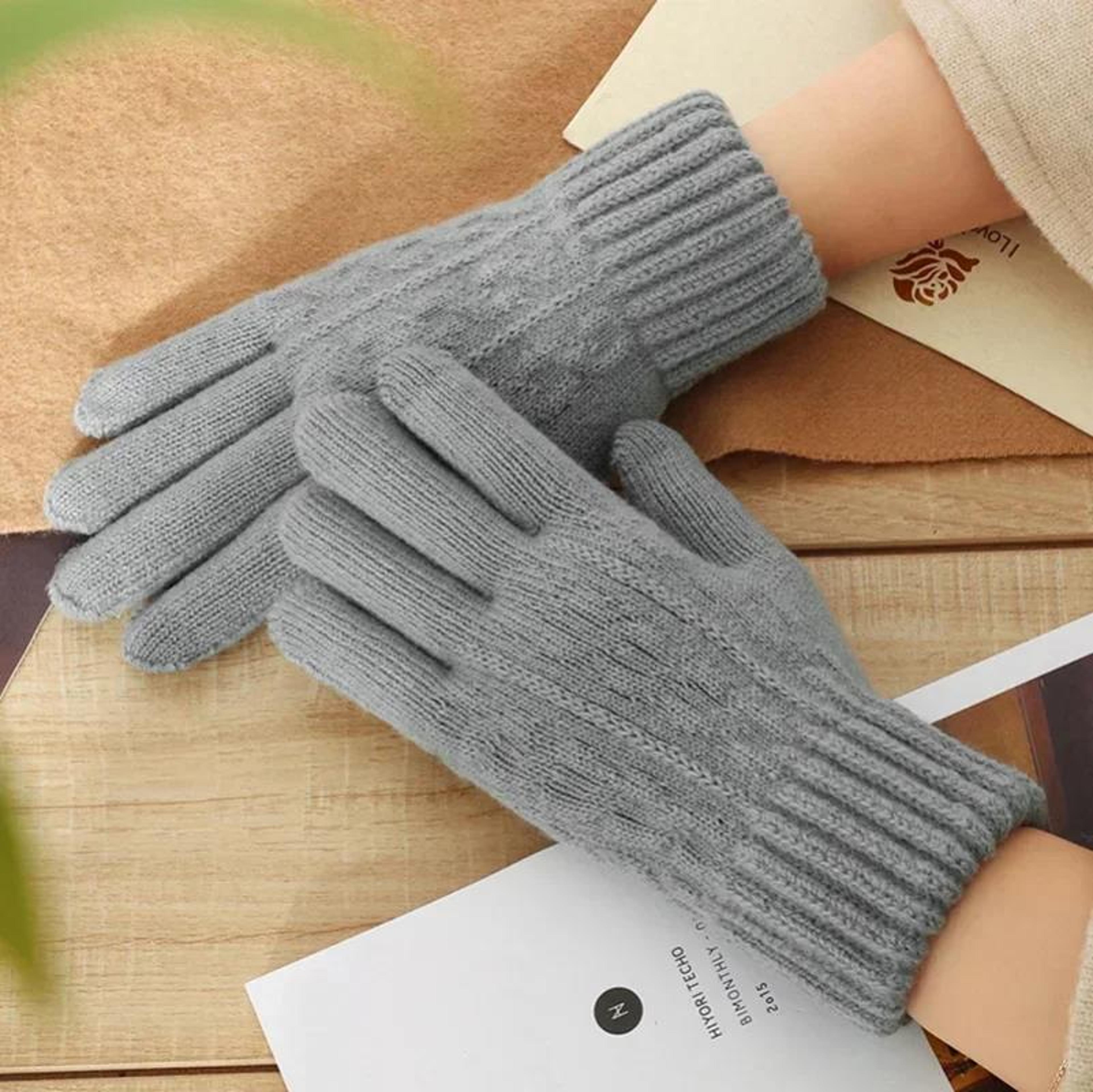 new mens warm full finger gloves, winter touchscreen gloves, plus fleece gloves, wool knitted cycling driving gloves