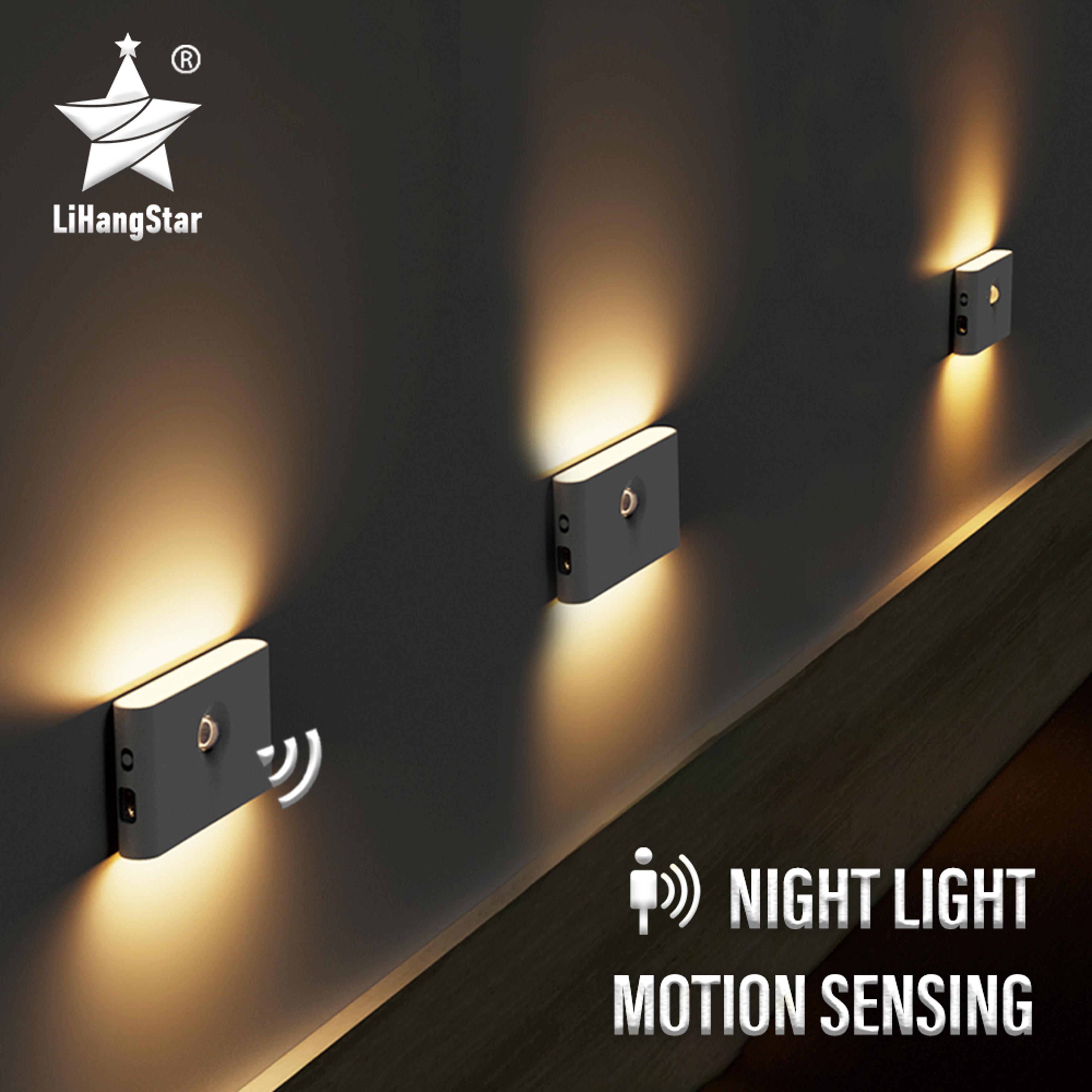 led induction night light, wireless usb charging, human body induction wall light for bedroom, corridor, cabinet, bath