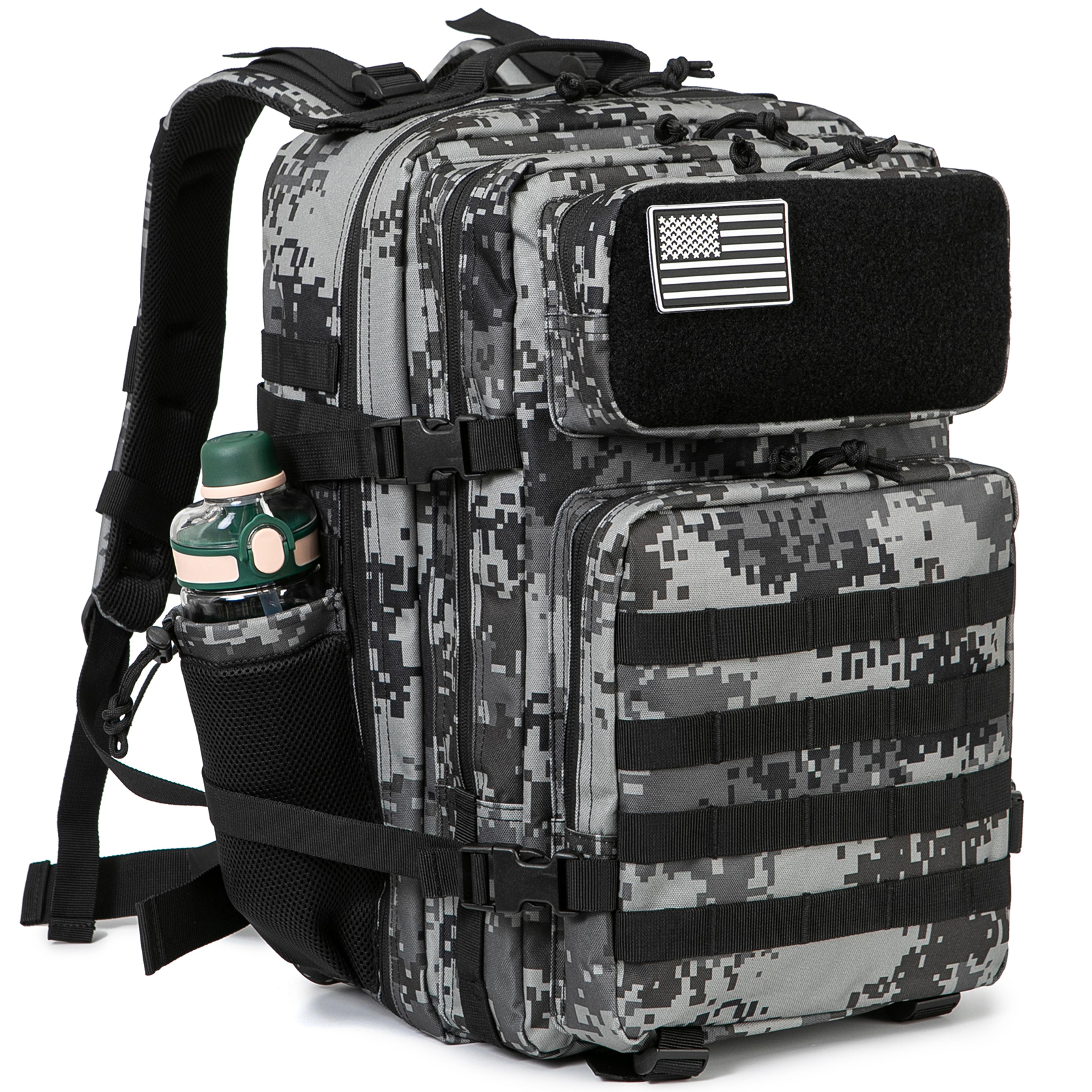 molle tactical backpack bag for men, molle hiking survival rucksack, outdoor edc, gym backpack with bottle holder