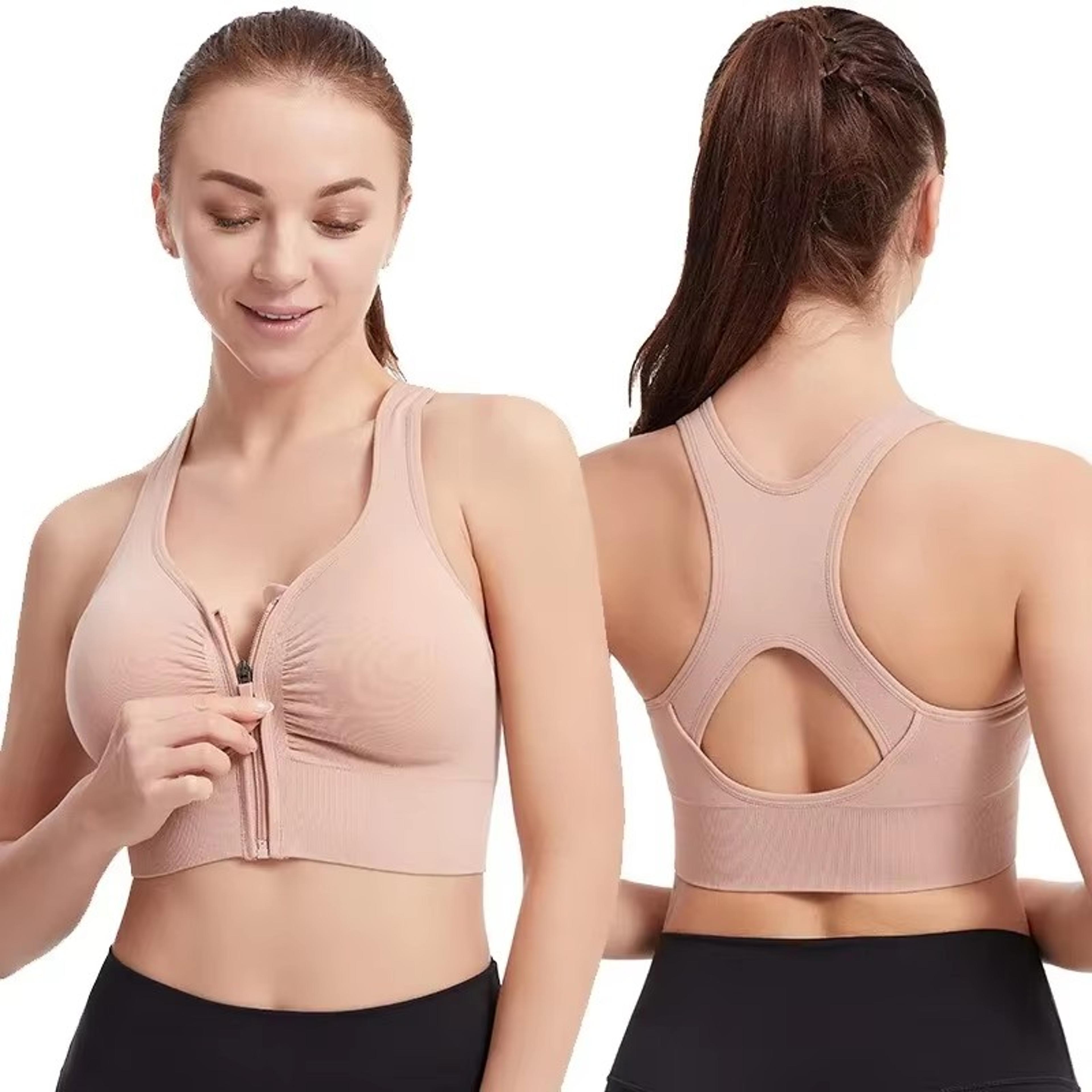 women's zipper sports bra vest, plus size shock resistant bra, women's yoga running fitness bra for active lifestyle