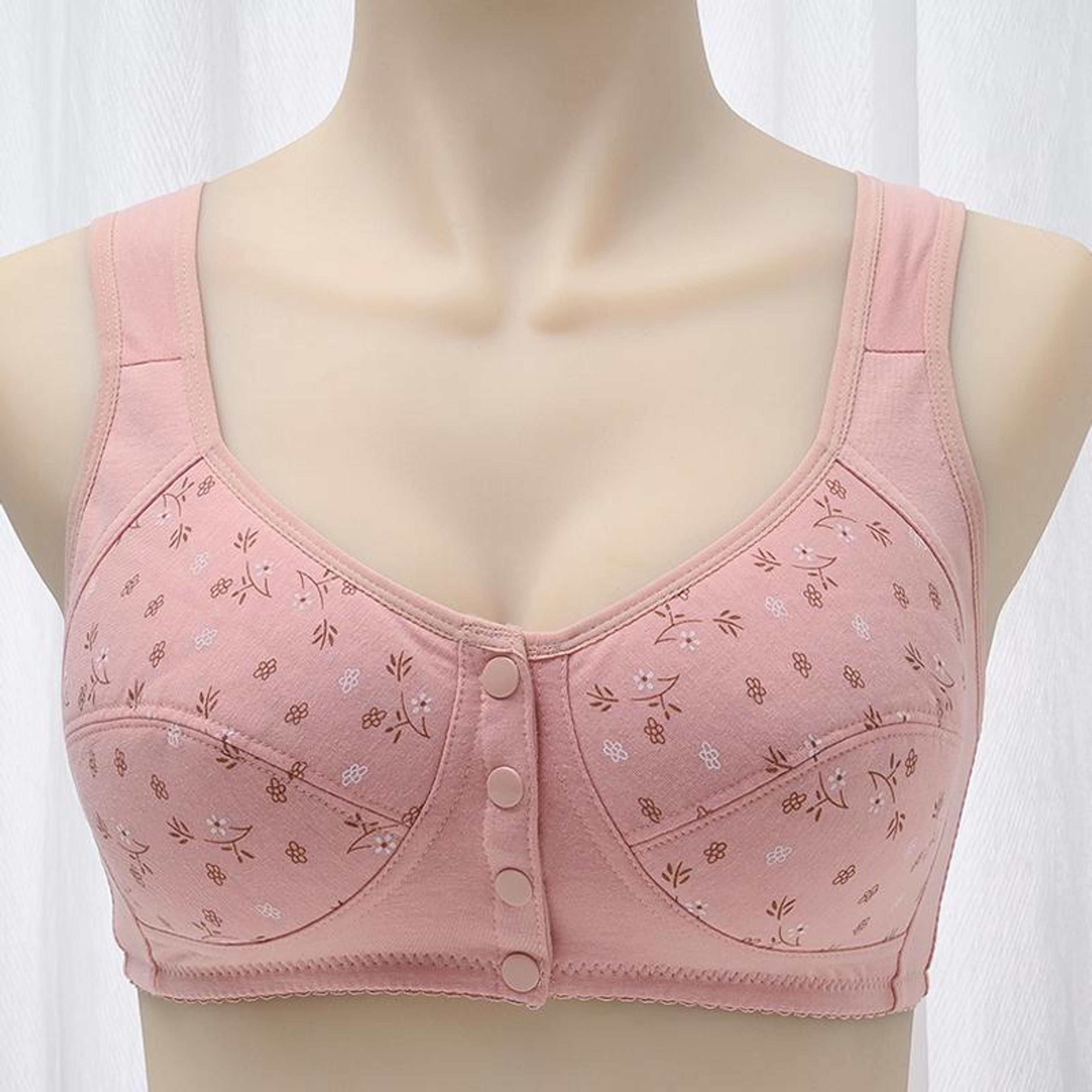 front closure cotton bra for women, breathable soft brassiere, wire free thin cup bralette, comfortable sleeping lingeri