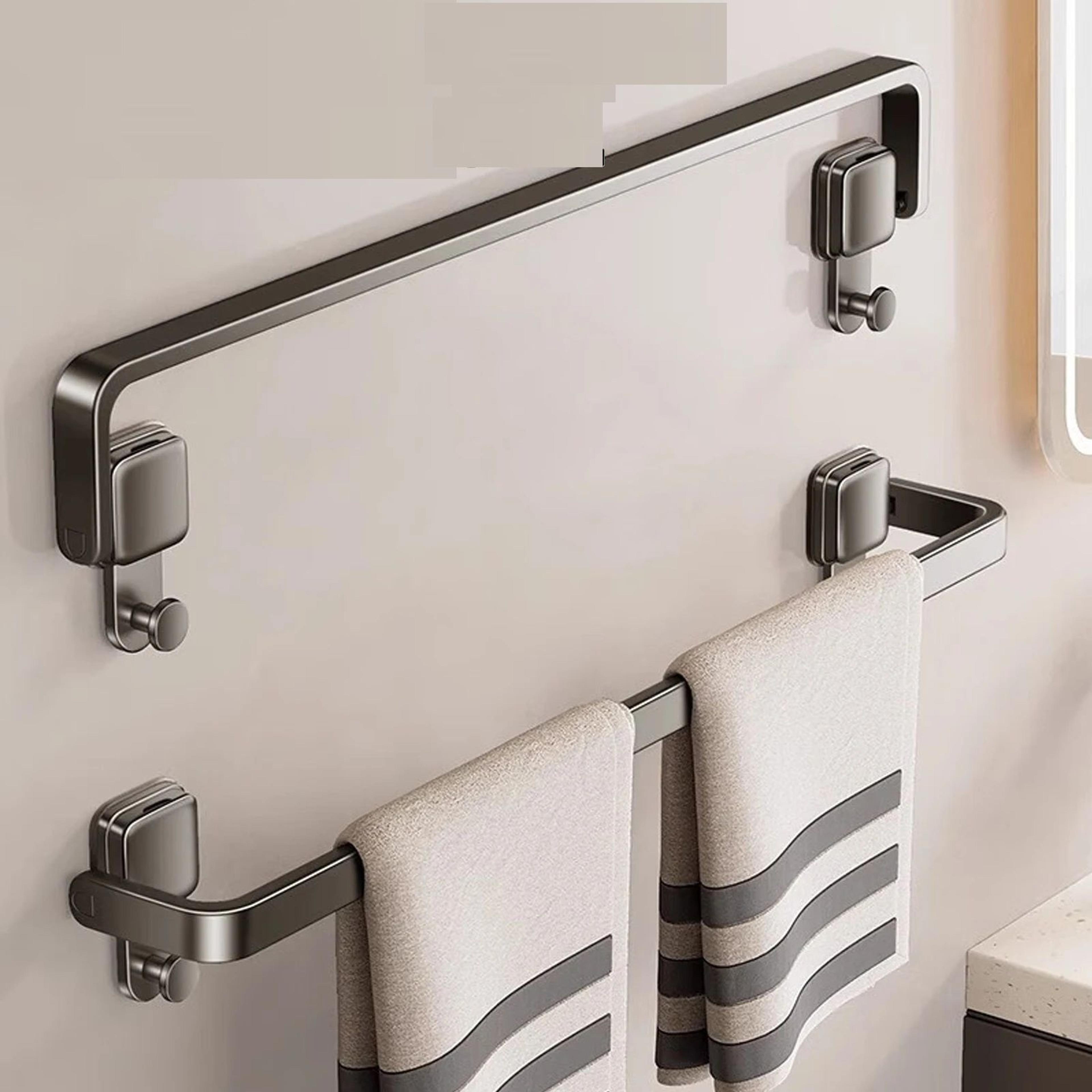 suction cup folding bathroom hand towel rack, towel holder wall mount, no drill towel bar apartment