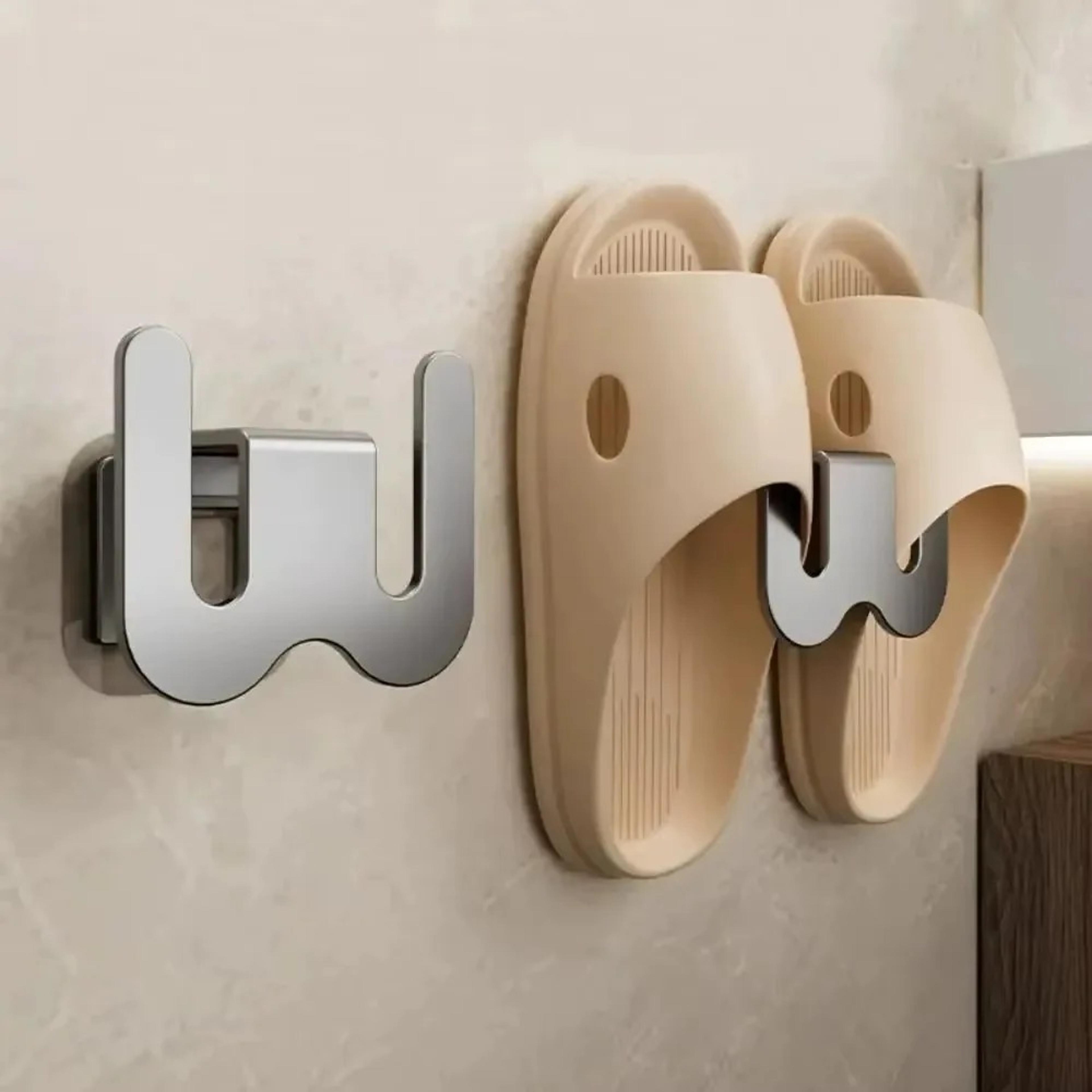 non perforated simple shoe storage rack, wall mounted hook, bathroom slipper rack with drainage