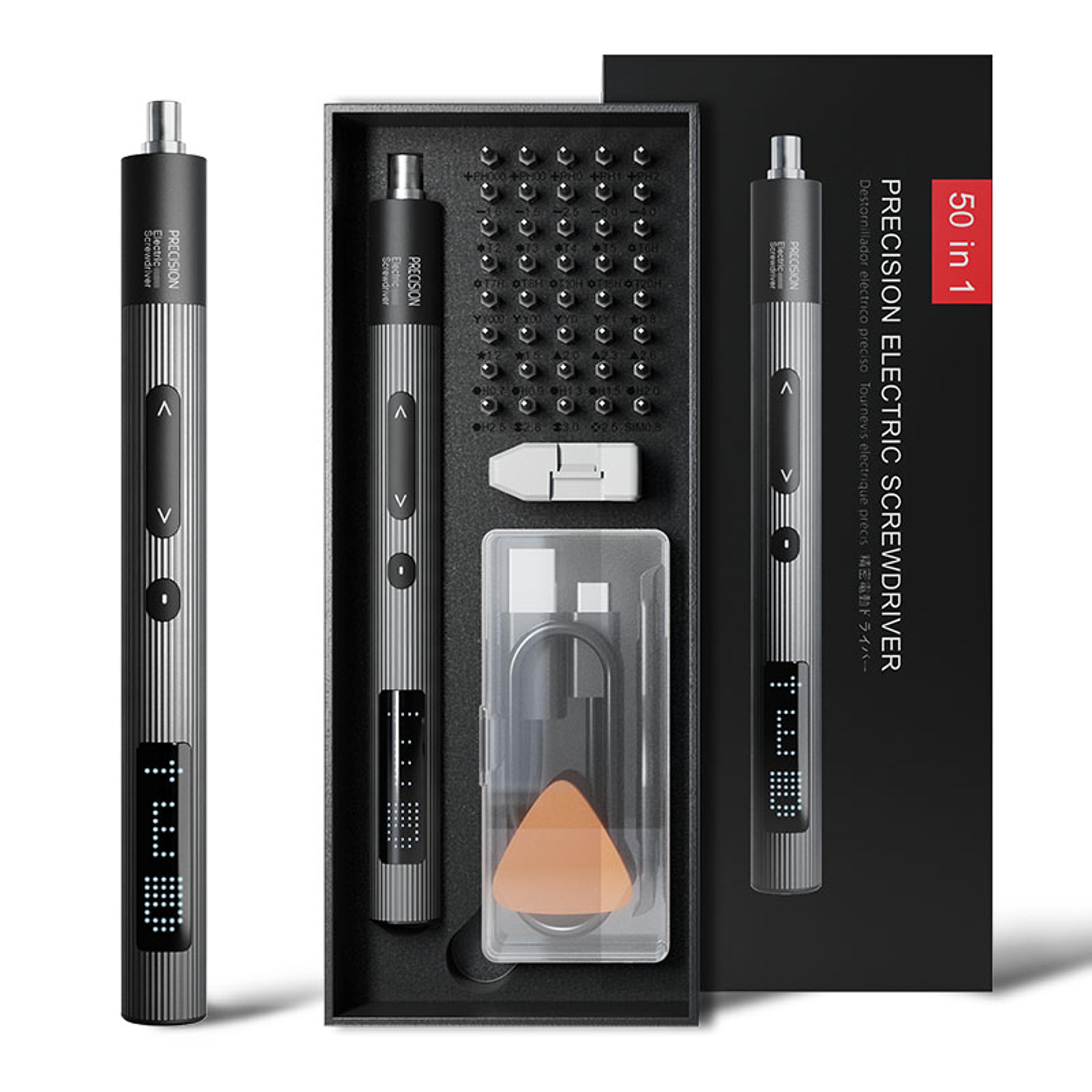 precision electric screwdriver set, speed torque adjustable, magnetic phillips torx bits for iphone, laptop, watch, pc