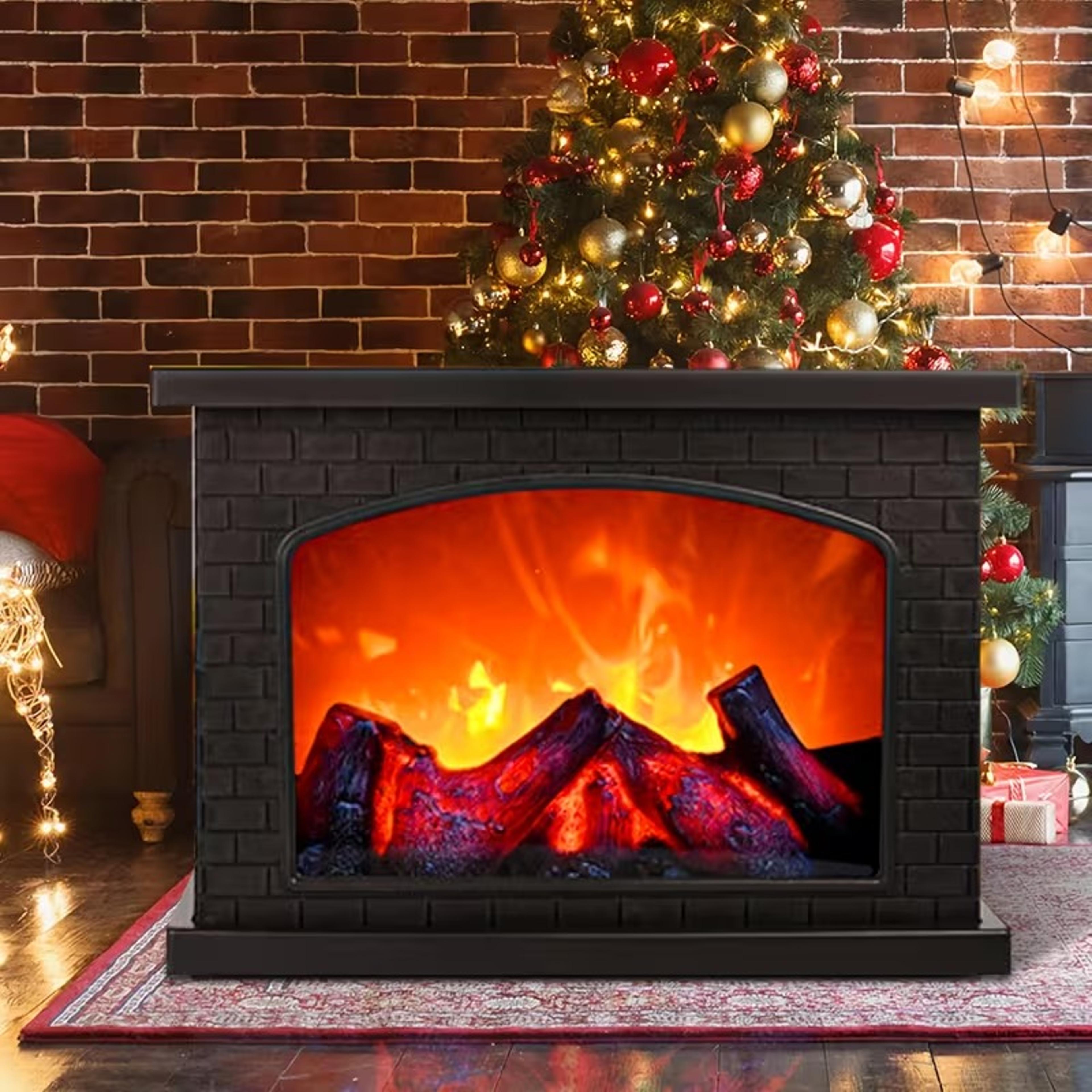 led fireplace lamp, realistic flame, battery usb powered, vintage style, indoor room, terrace, christmas halloween