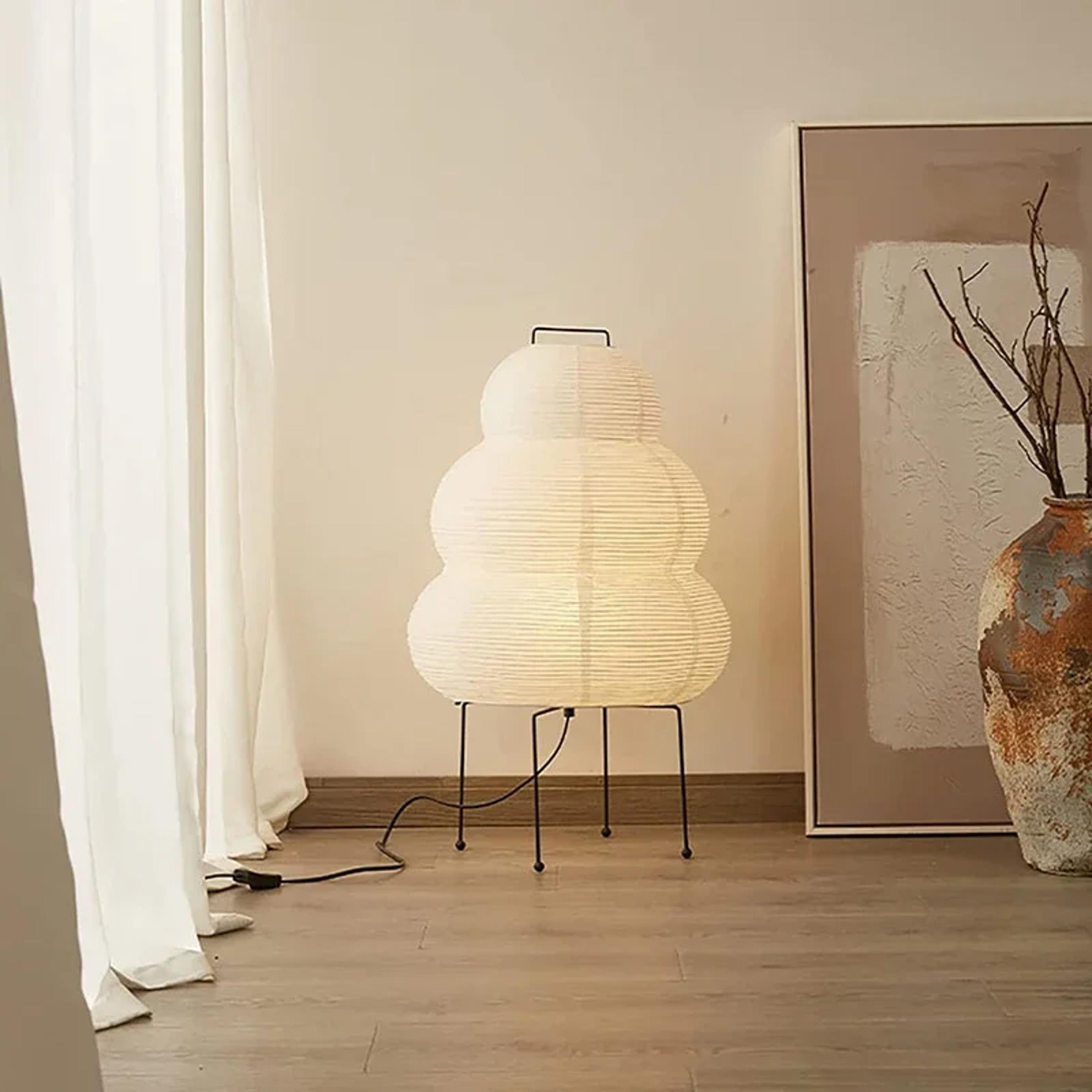 akari noguchi yong table lamp, white rice paper decorative desk light for bedroom, living room, study, dining room
