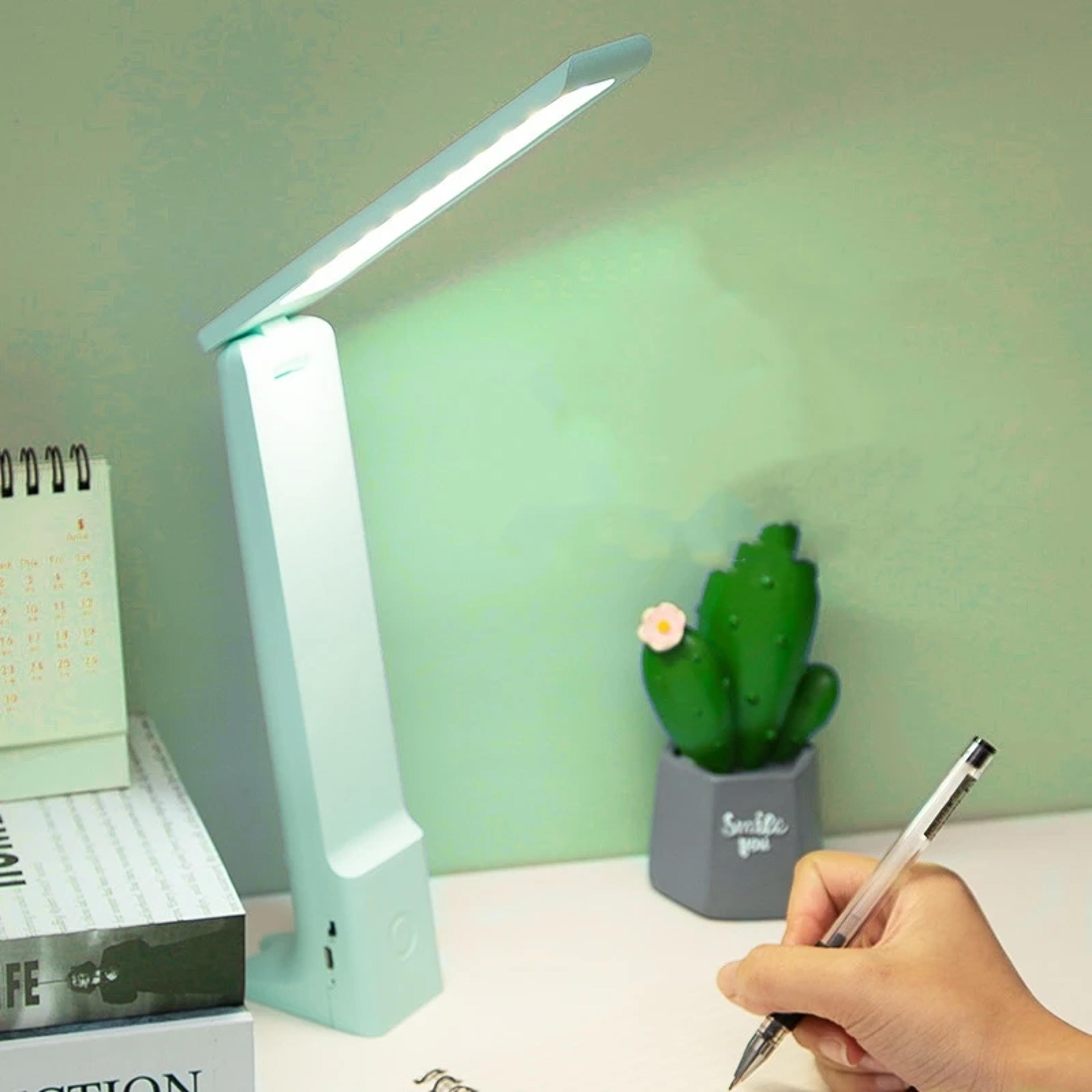 led folding desk lamp with usb charging, touch control, dimmable eye protection, perfect for reading and study in office