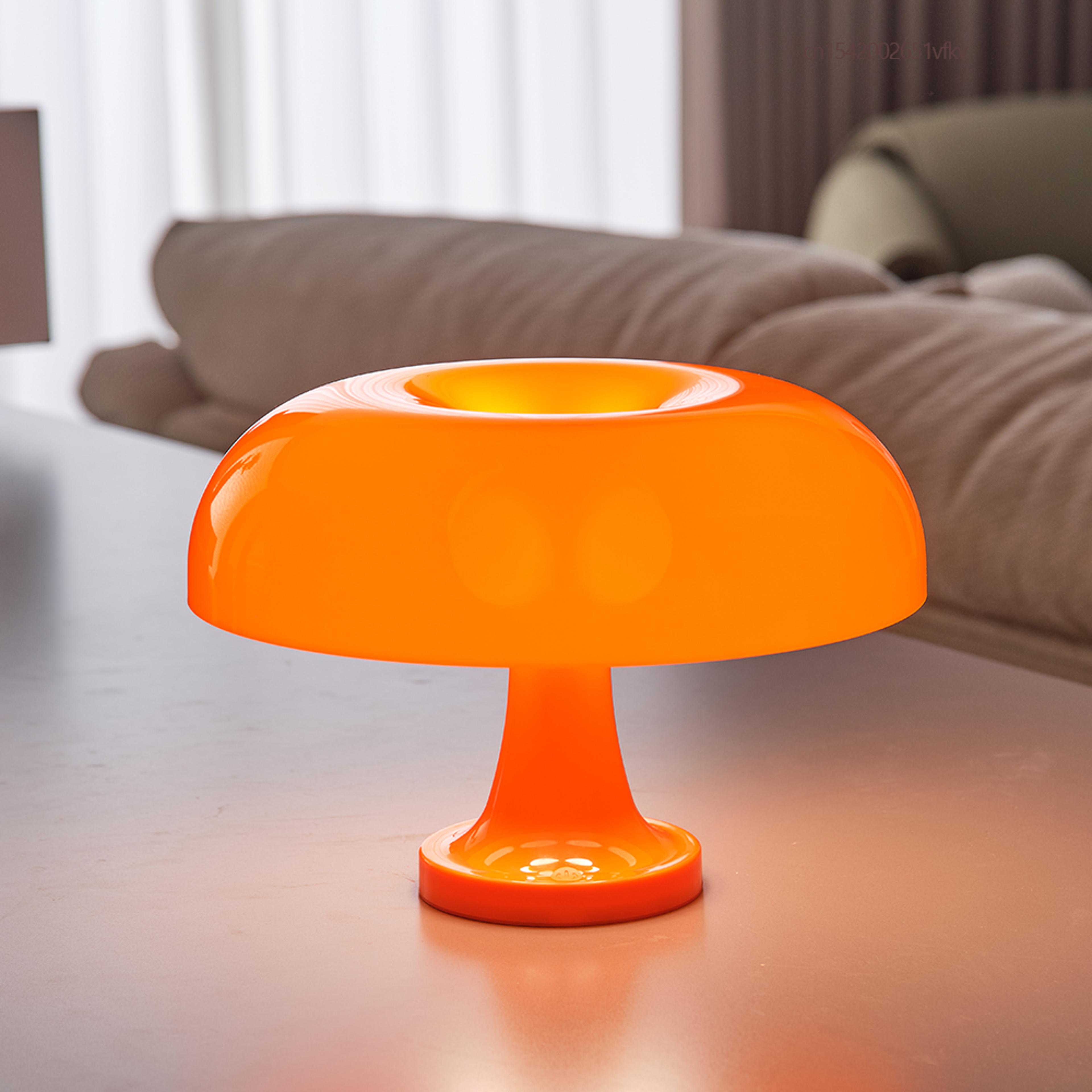 classic mushroom table lamp, modern bauhaus art table lamp, danish designer orange decorative table lamp for bedroom bed