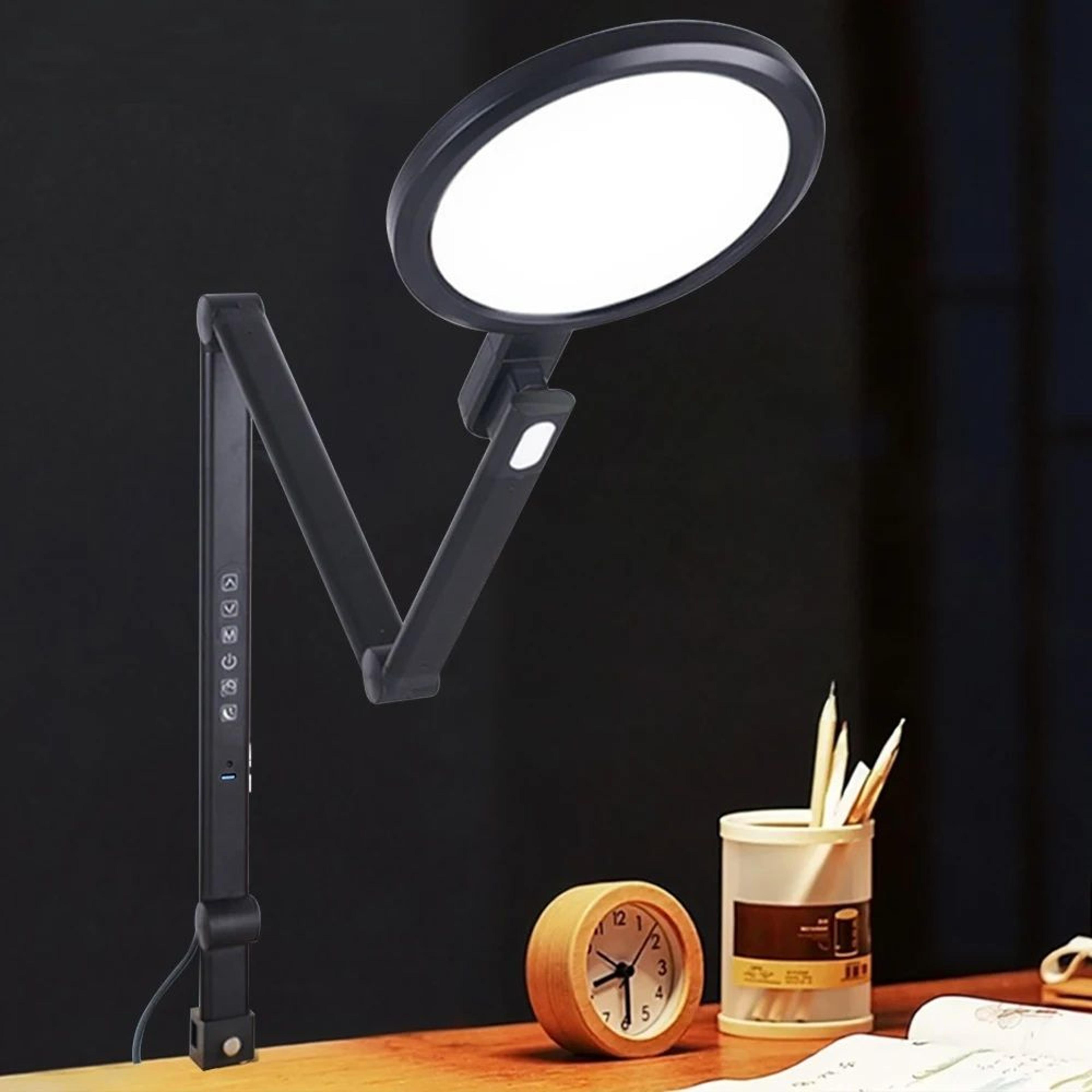 led multi-functional foldable clip reading desk lamp, usb output, 5-colour temperature eye-cring desk lamp with timer