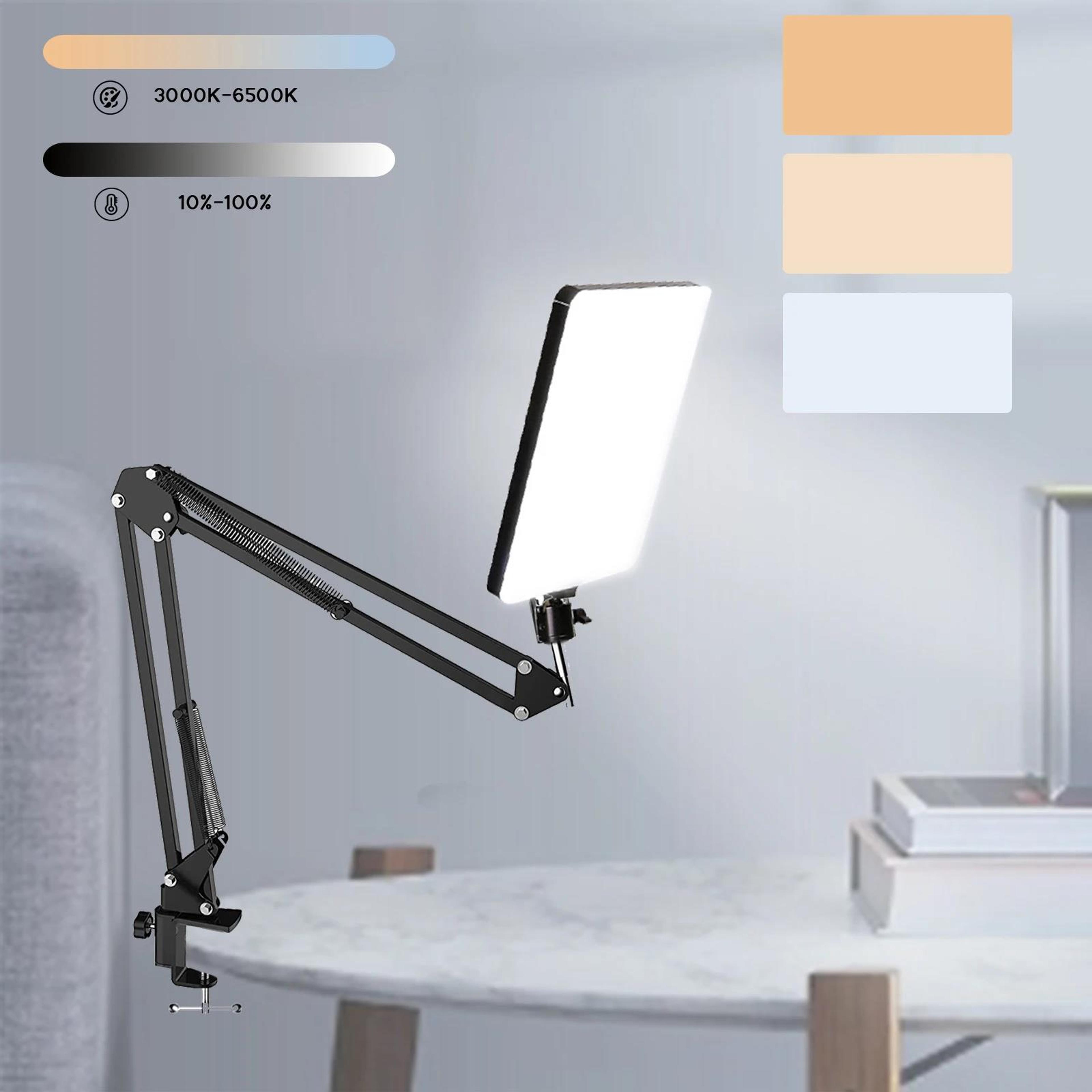 led photography light with scissor arm stand, selfie light for zoom, youtube live streaming, conference lighting photo