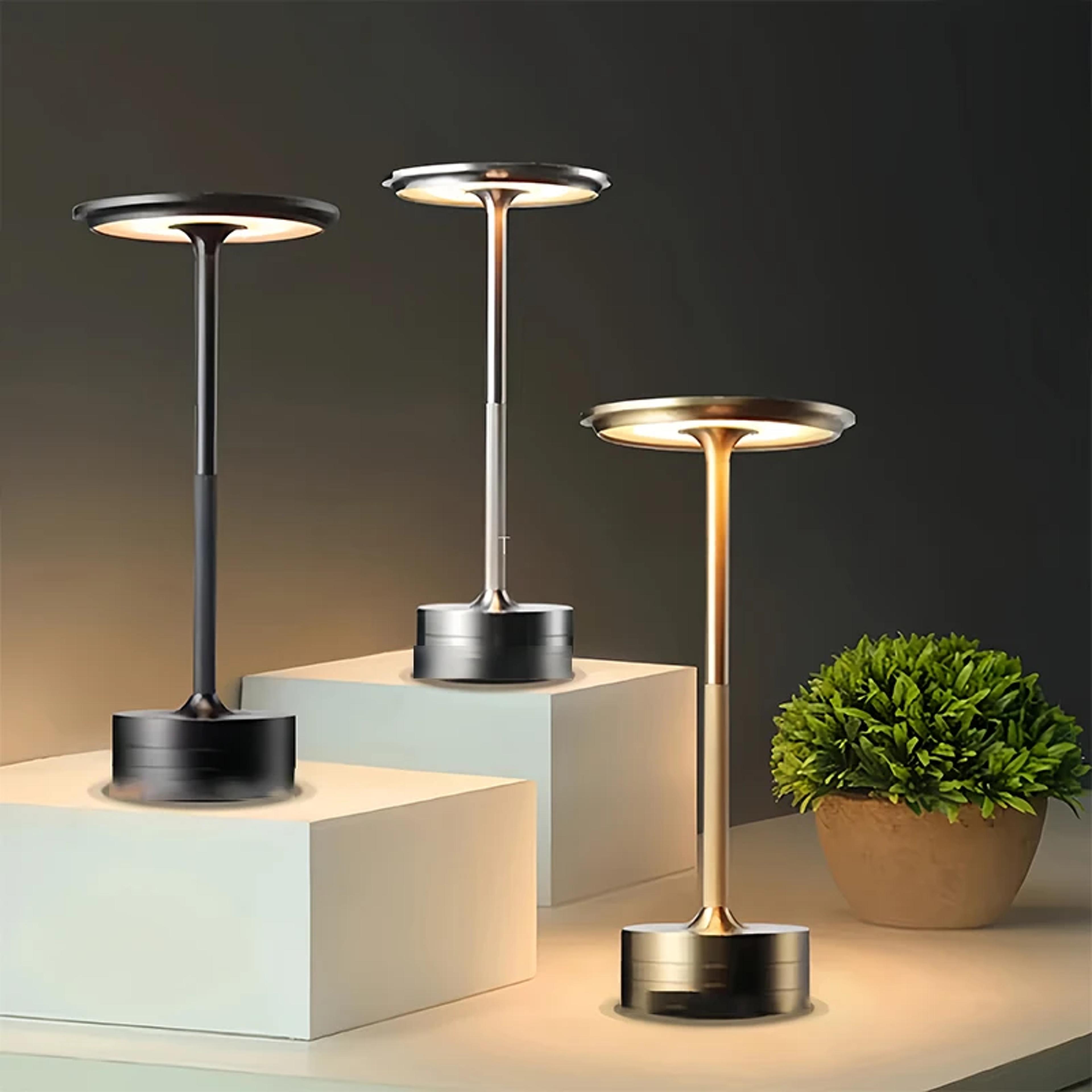 vintage metal led desk lamp, touch control, adjustable brightness, rechargeable, portable for office, bedroom, living
