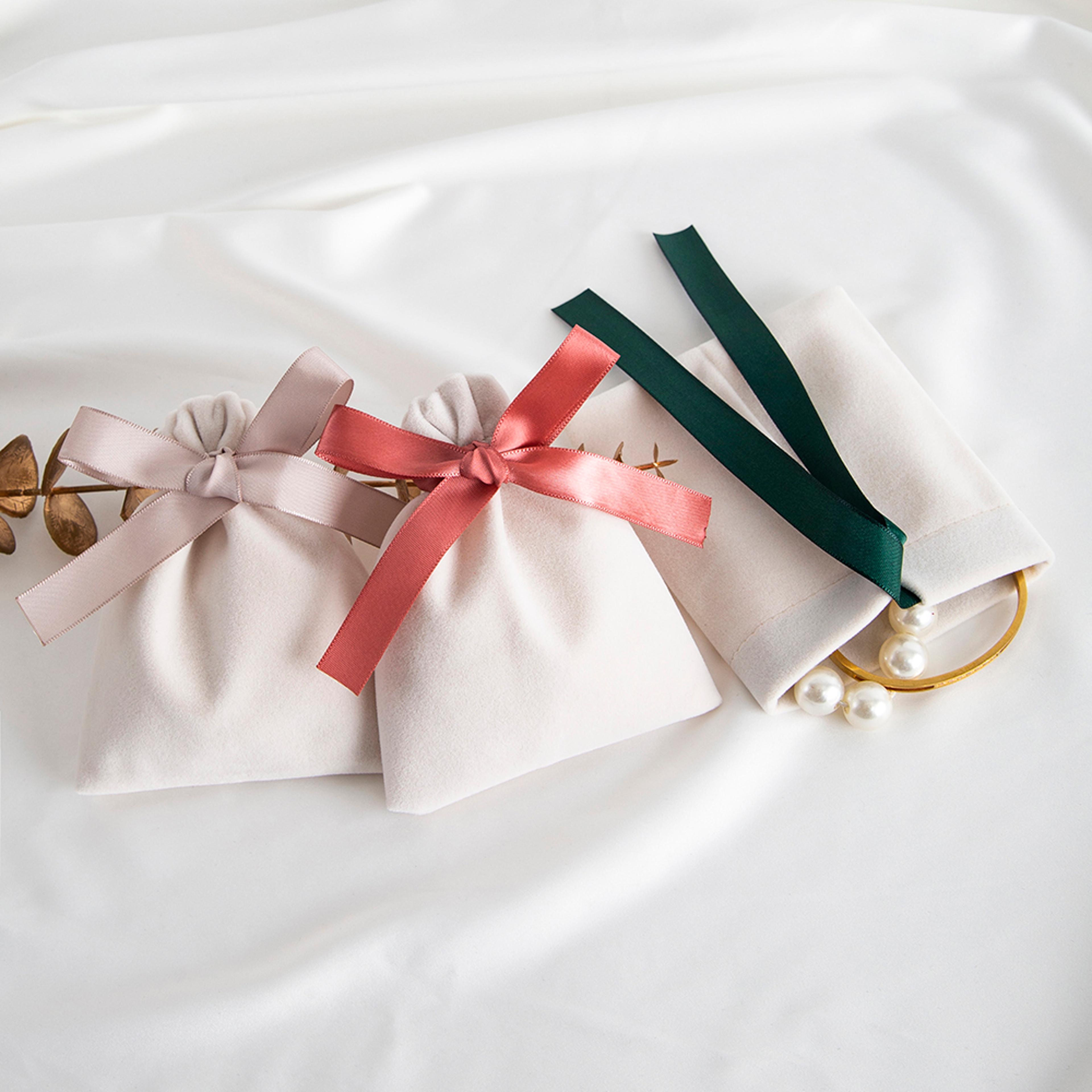 beige velvet bag jewelry pouch, suede wedding favors, gift packaging for earrings, bracelets, candy