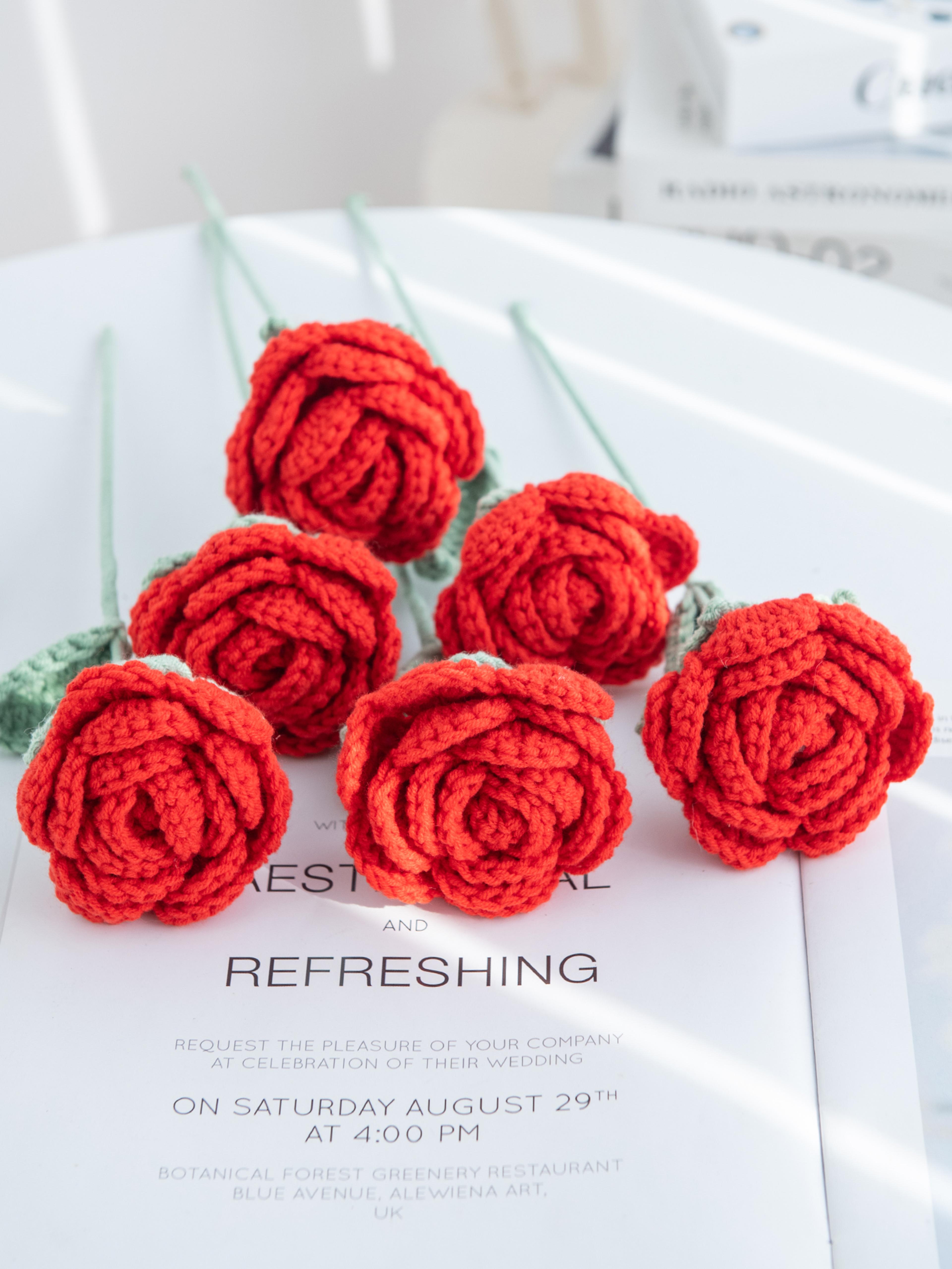 artificial handmade crochet rose, wedding bridal bouquet, outdoor garden arch, diy gift box, home bonsai, party decor