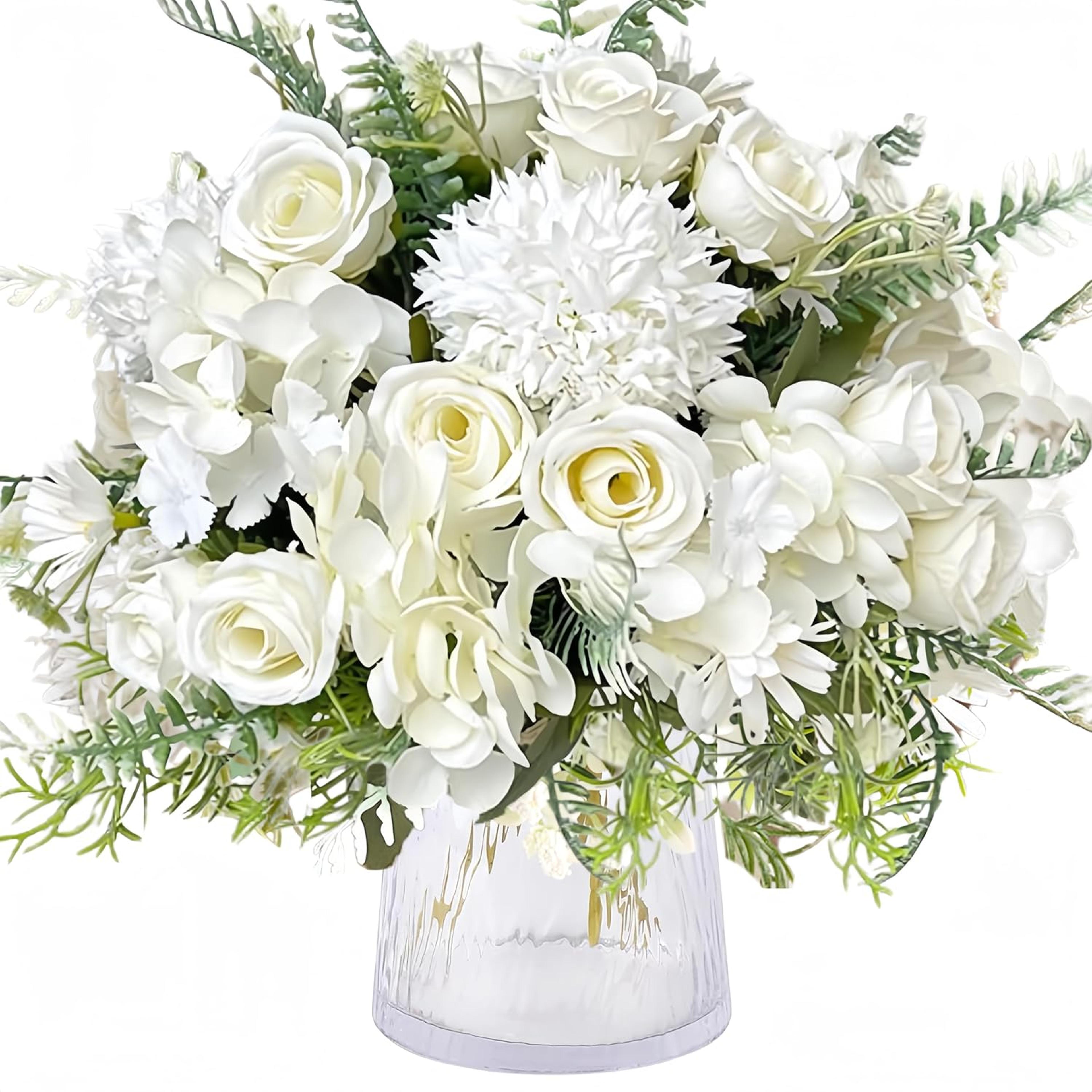 artificial flower, wedding bedroom decoration, bridal bouquet, silk roses hydrangeas, vase for garden, home, outdoor
