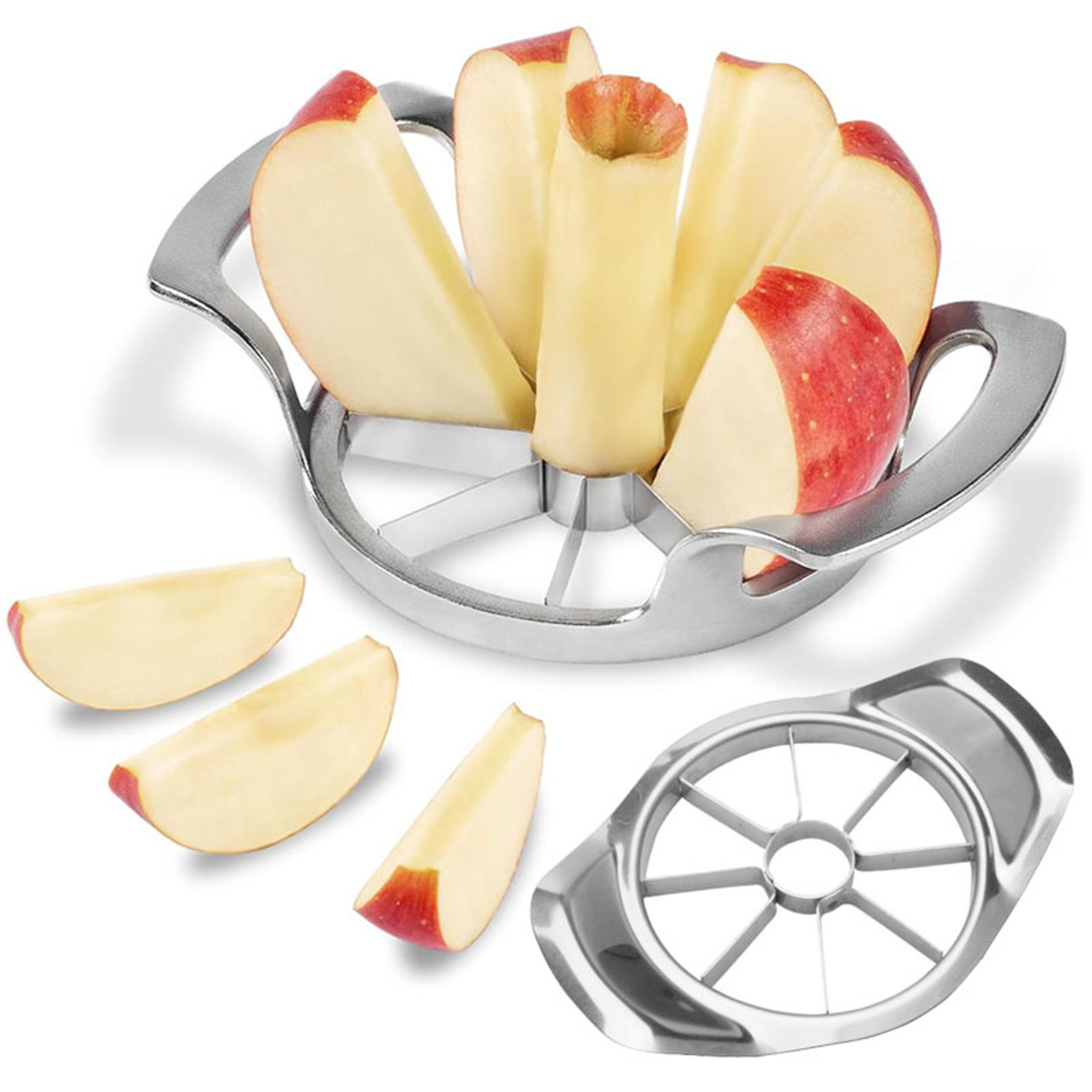 stainless steel apple slicer fruit cutter, frosted handle, blade sharp divider, vegetable corer peeler, easy to use