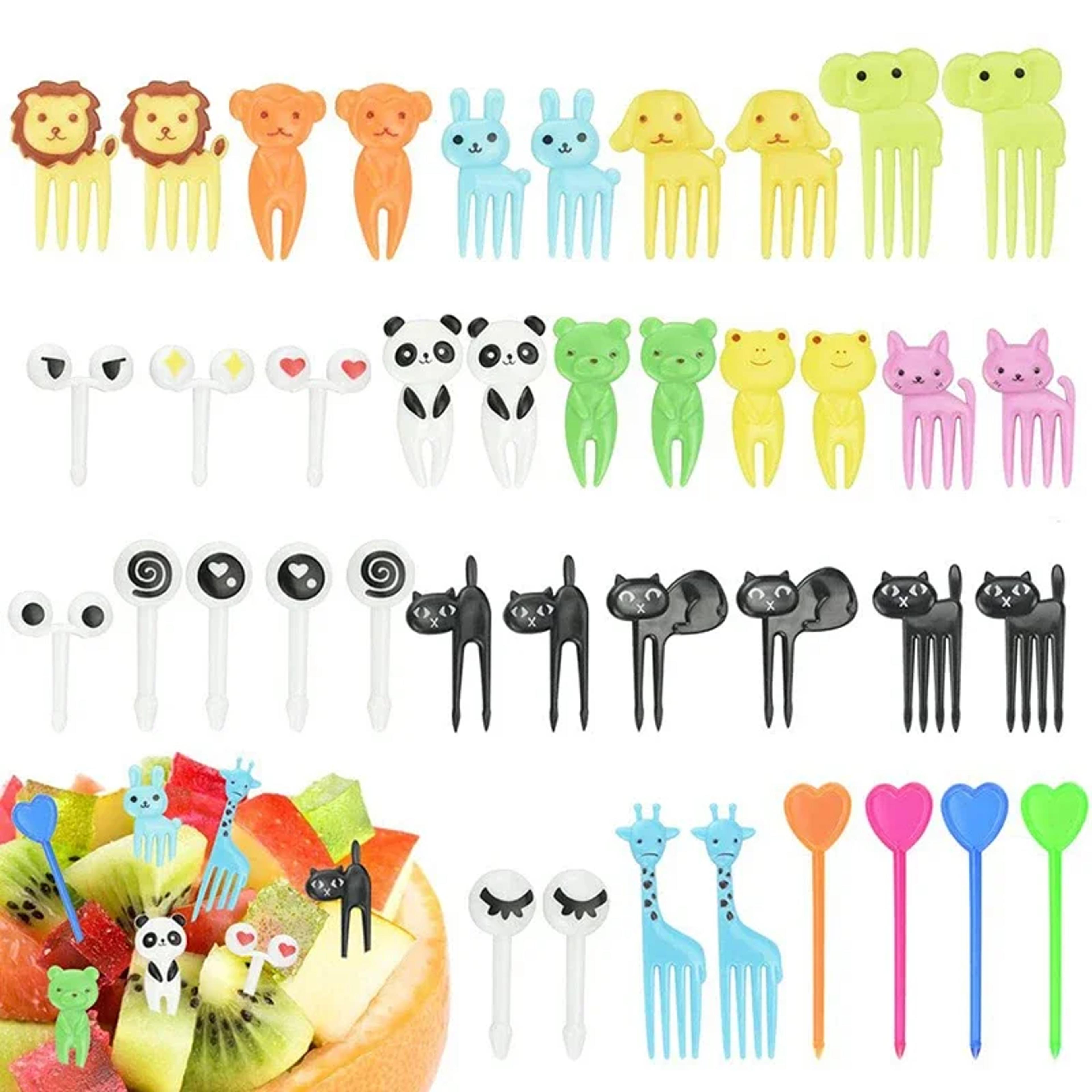 animal food picks mini forks for kids, cute fruit fork bento box, bento accessories, food decoration fork, fun food pick
