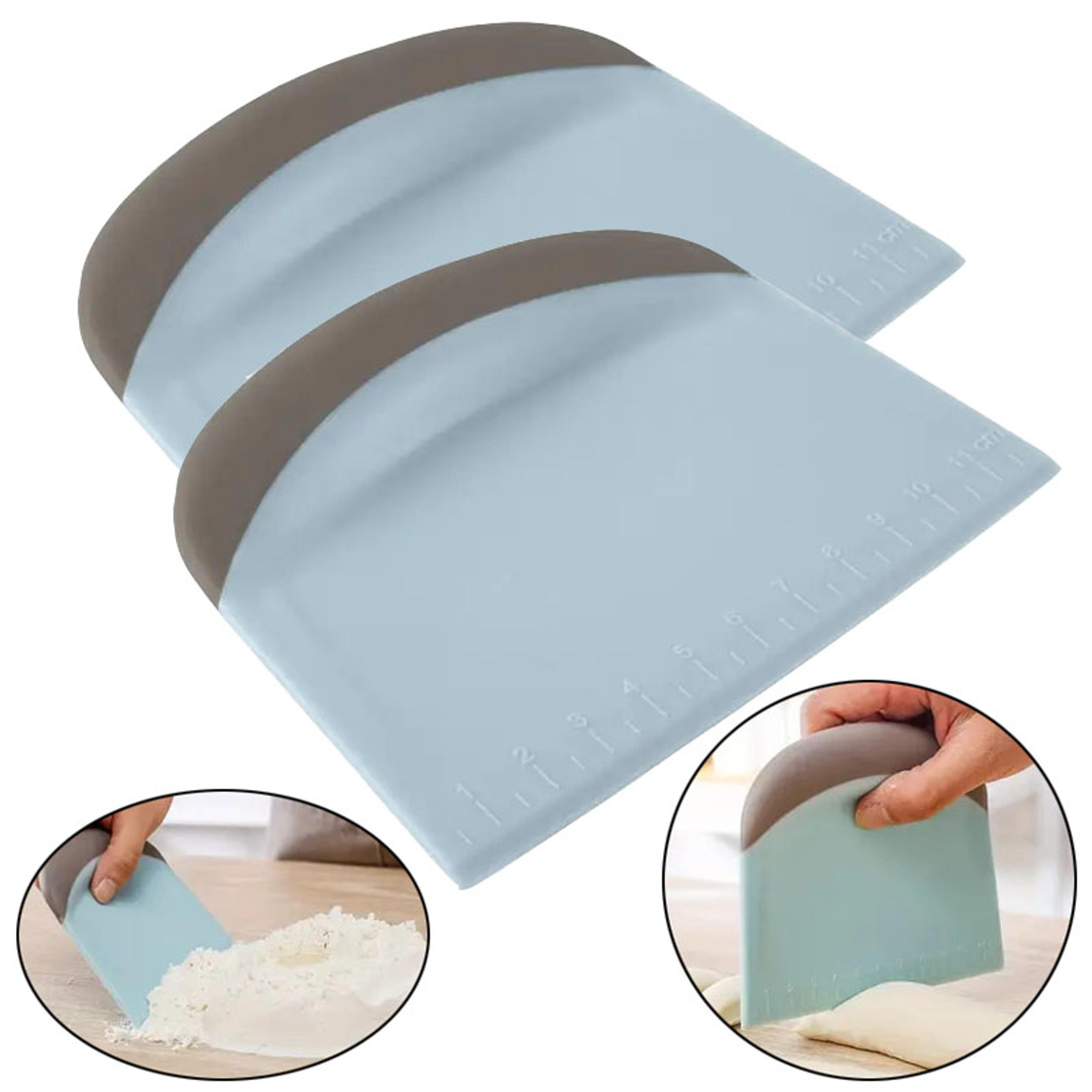 dough scraper bowl plastic dough cutter baking scraper, multipurpose food scrapper with soft handle and double scale