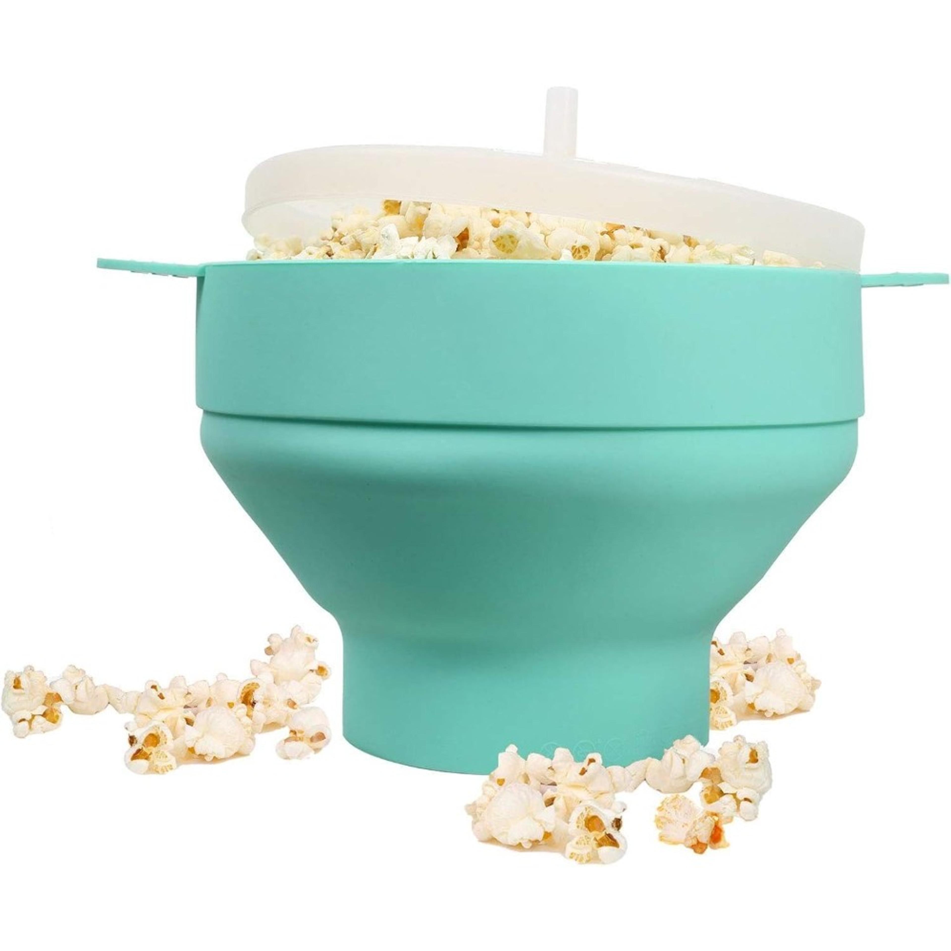 microwave popcorn popper, silicone popcorn maker, collapsible bowl with lid, bpa-free, dishwasher safe kitchen baking
