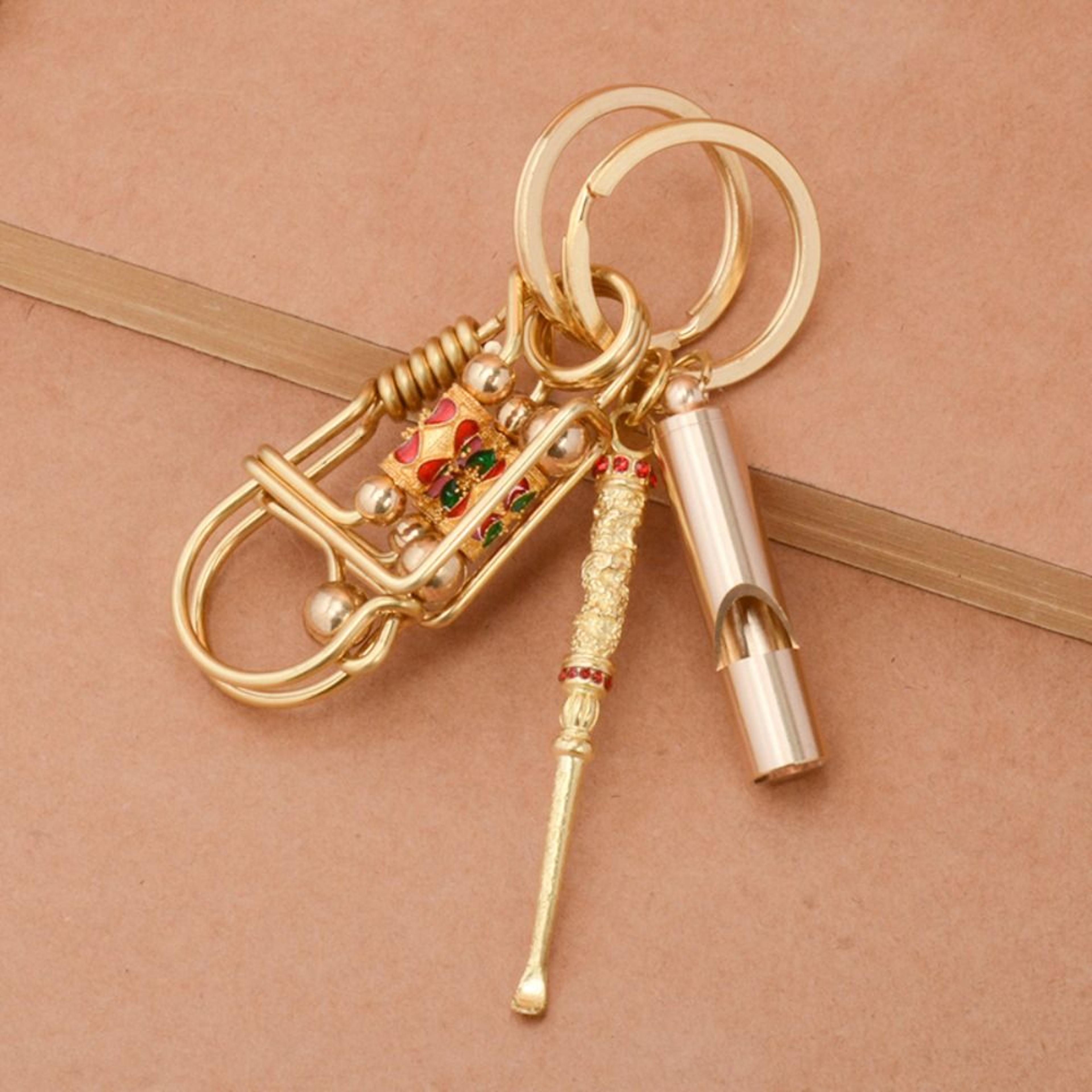 portable handmade brass keychain, birdie keyring, creative car buckle, wire winding keyring, waist pendant gift for men