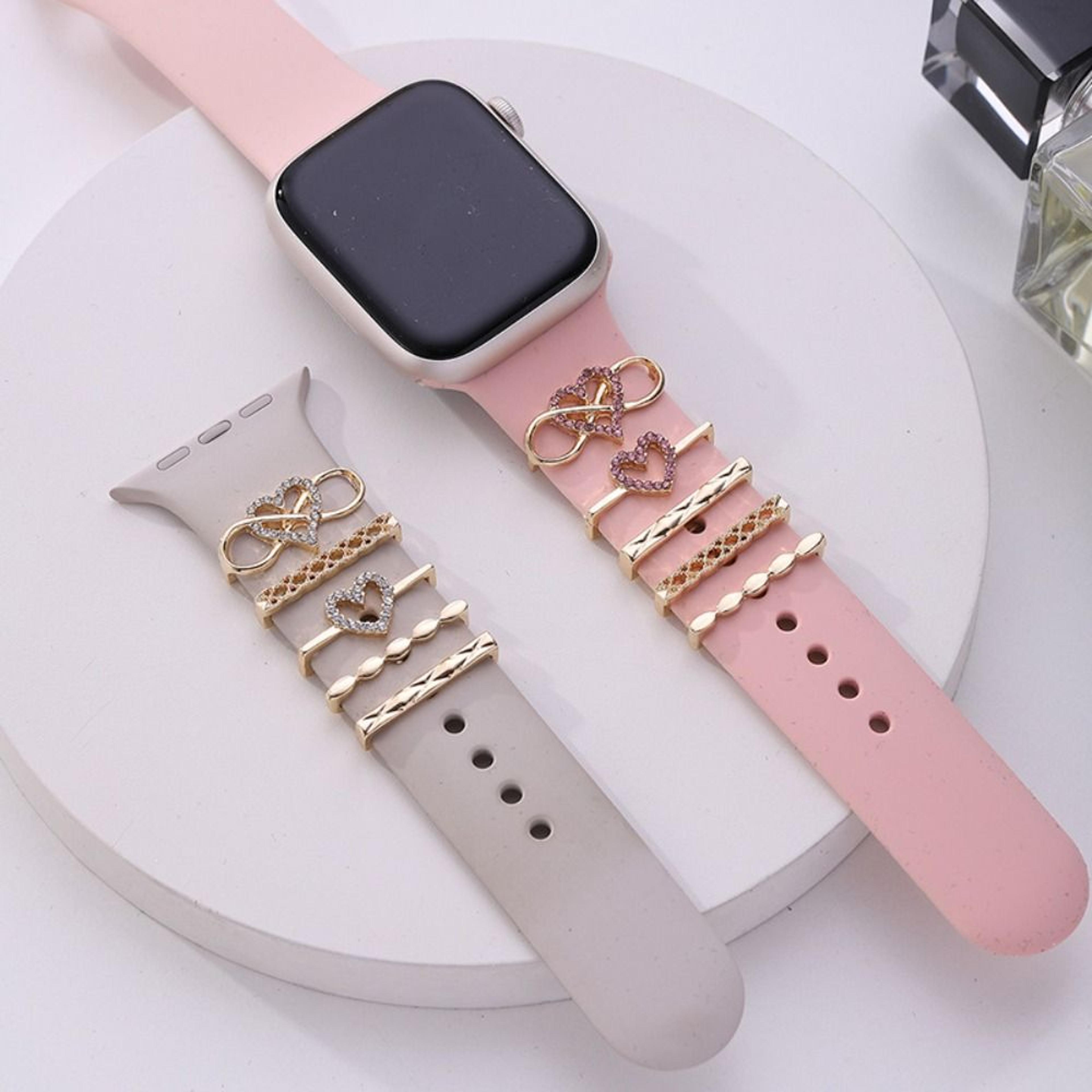metal charms watch band decoration ring, apple diamond ornament for iwatch, bracelet silicone strap jewelry accessories
