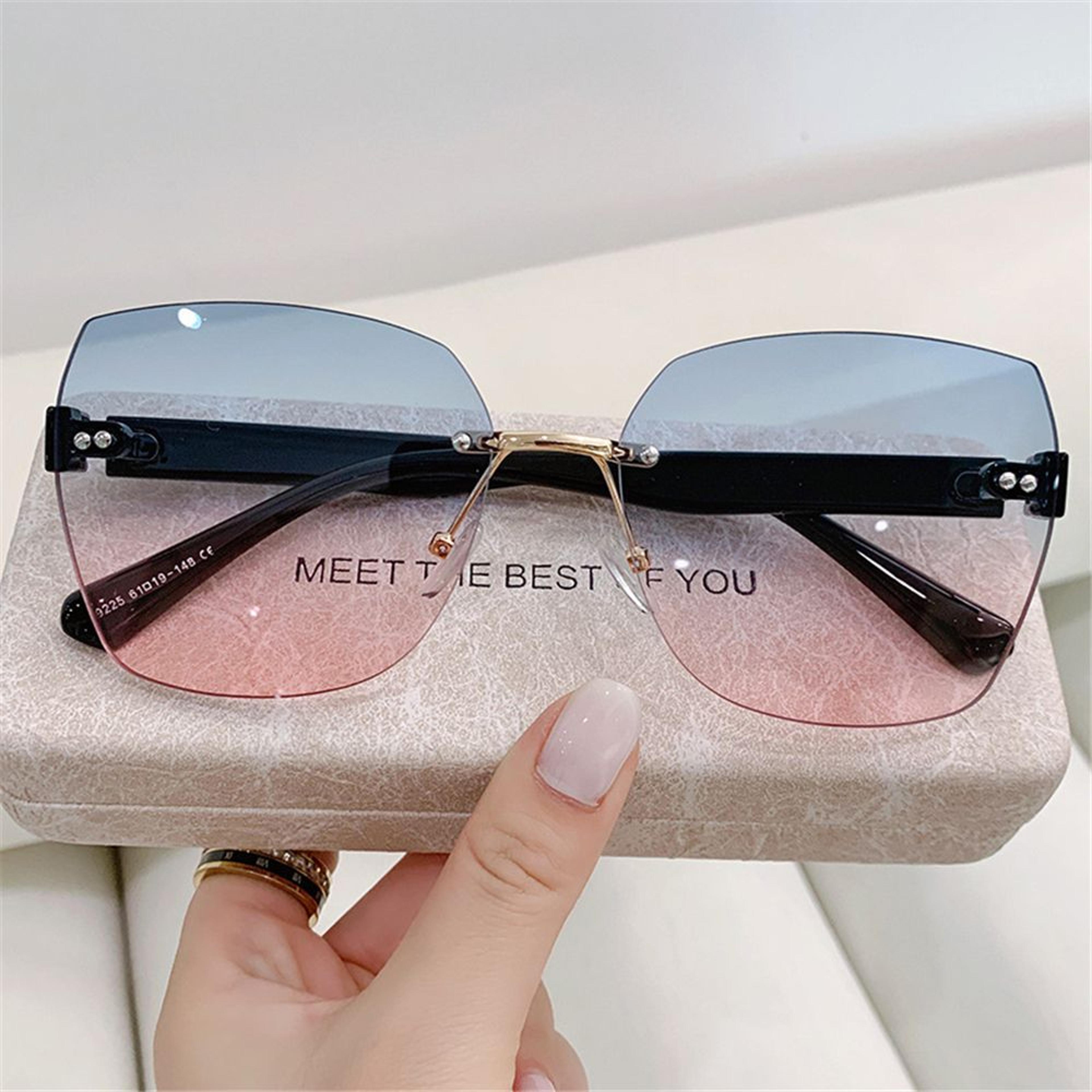 new vintage ladies eyeglasses, summer women shades, gradient rimless sunglasses, frameless sun glasses for stylish women