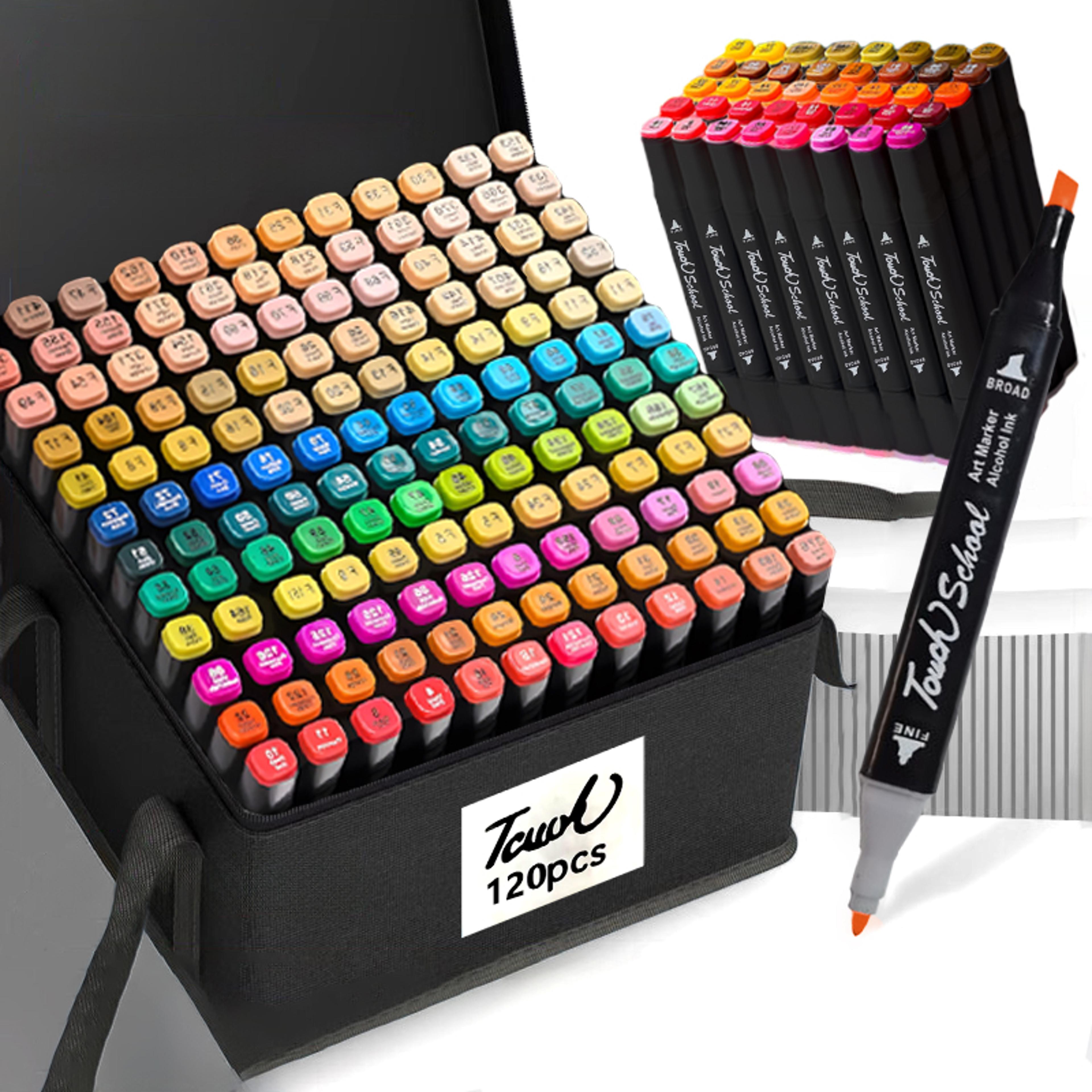 alcohol markers set, dual brush tip permanent art markers for book painting, card making, christmas gift