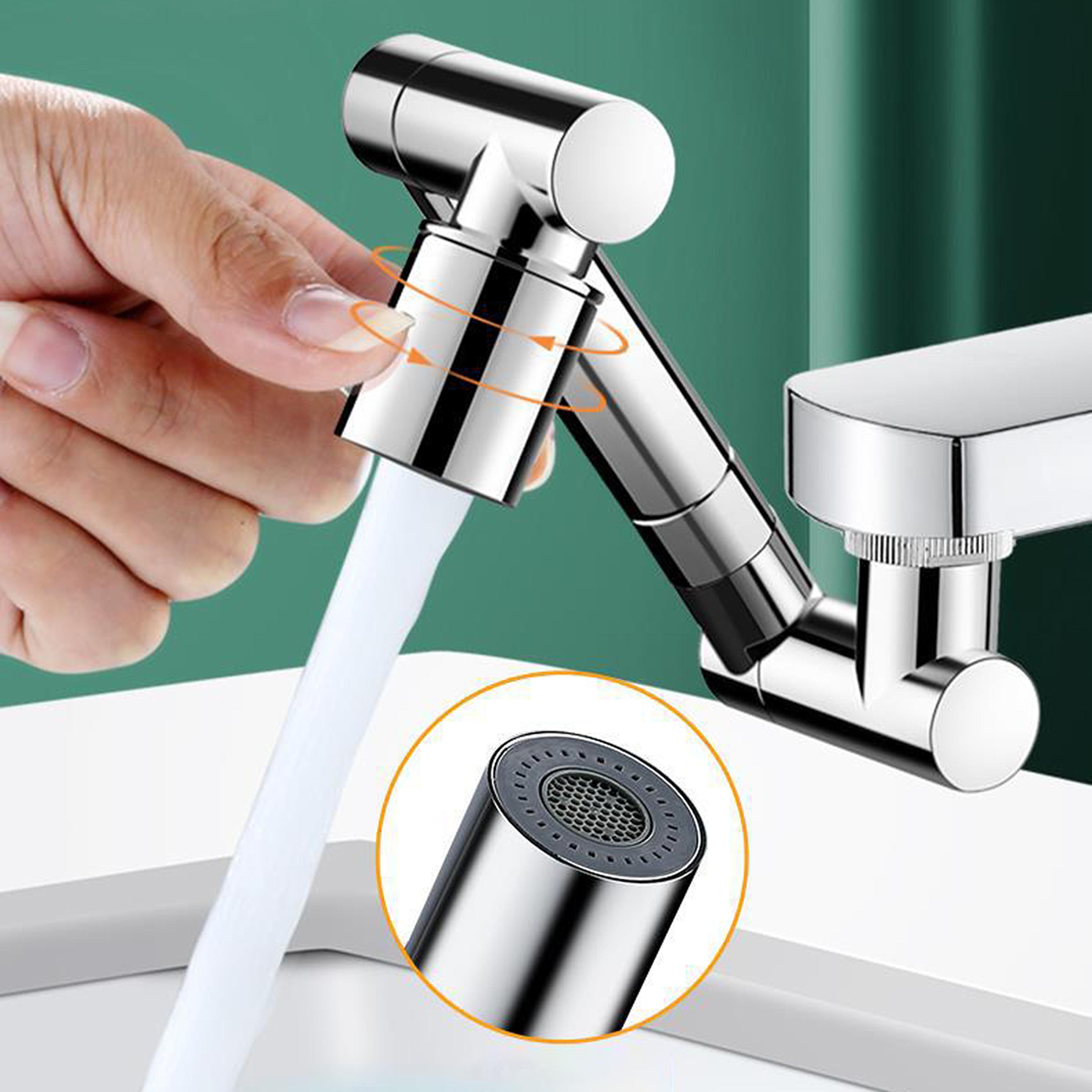 retractable universal swivel robotic arm faucet extender for kitchen sink, water flow modes