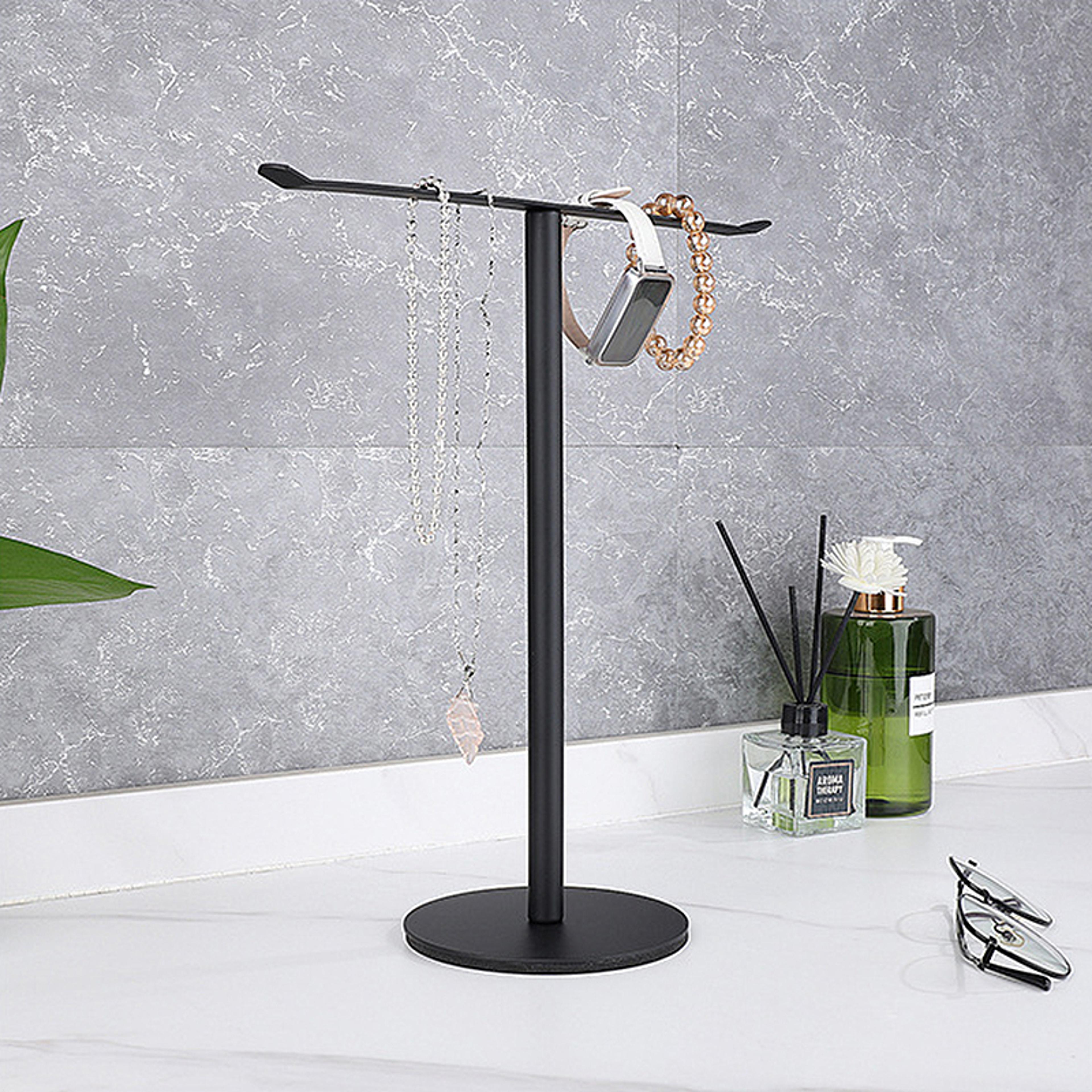 t shape hand towel holder stainless steel vertical towel rack rust-resistant with heavy base, bathroom kitchen storage