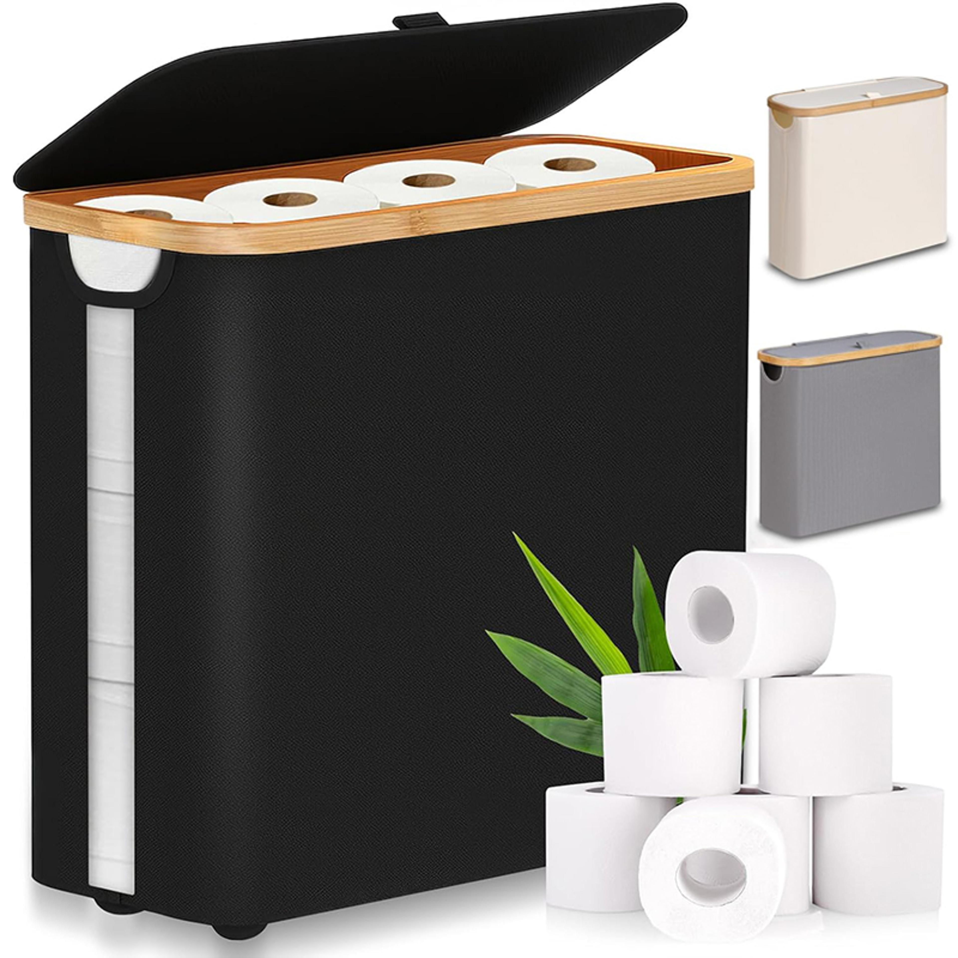 foldable large capacity toilet paper storage basket, bathroom organizer with lid