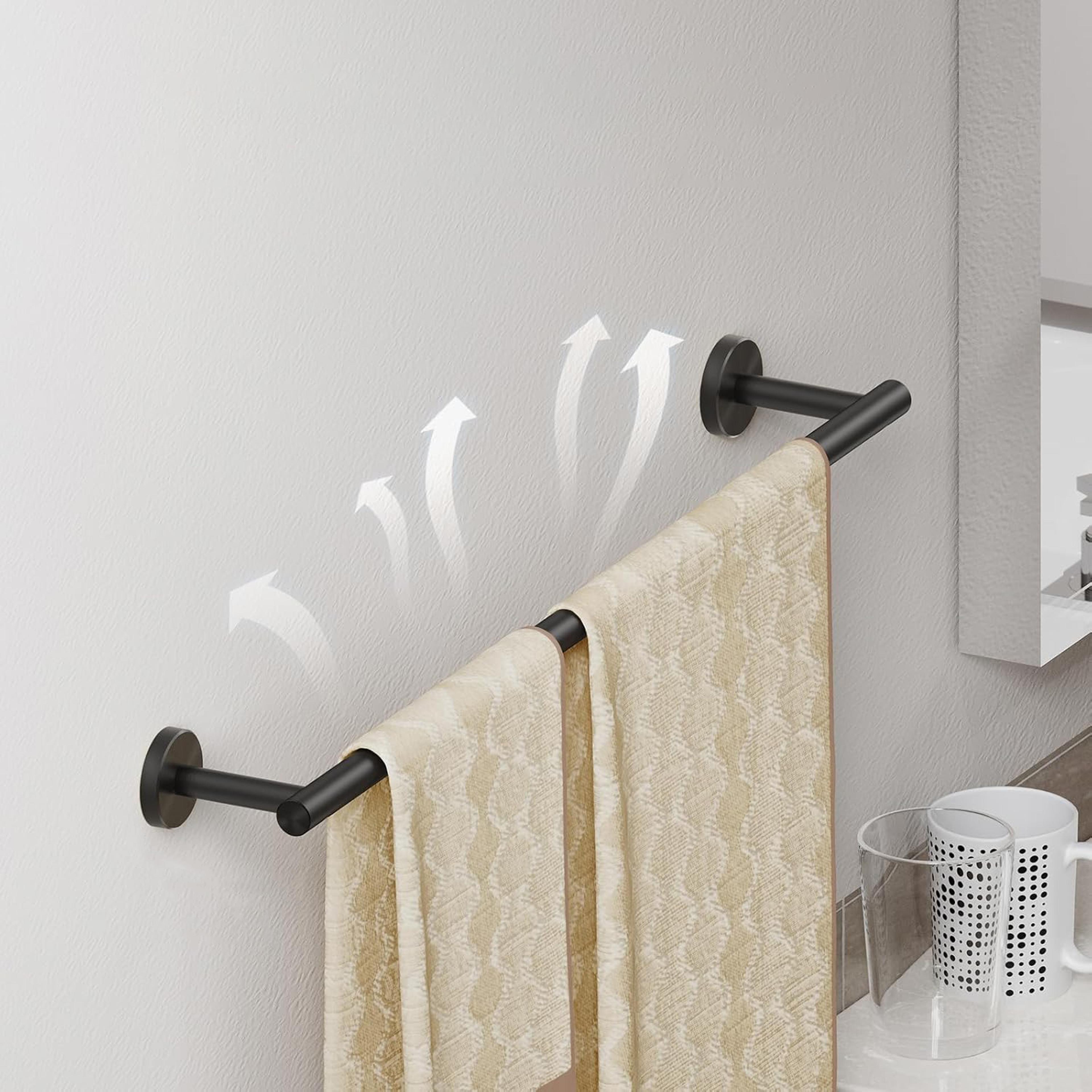 matte black towel bar, wall mounted stainless steel towel holder, bathroom towel rack, modern bath accessories