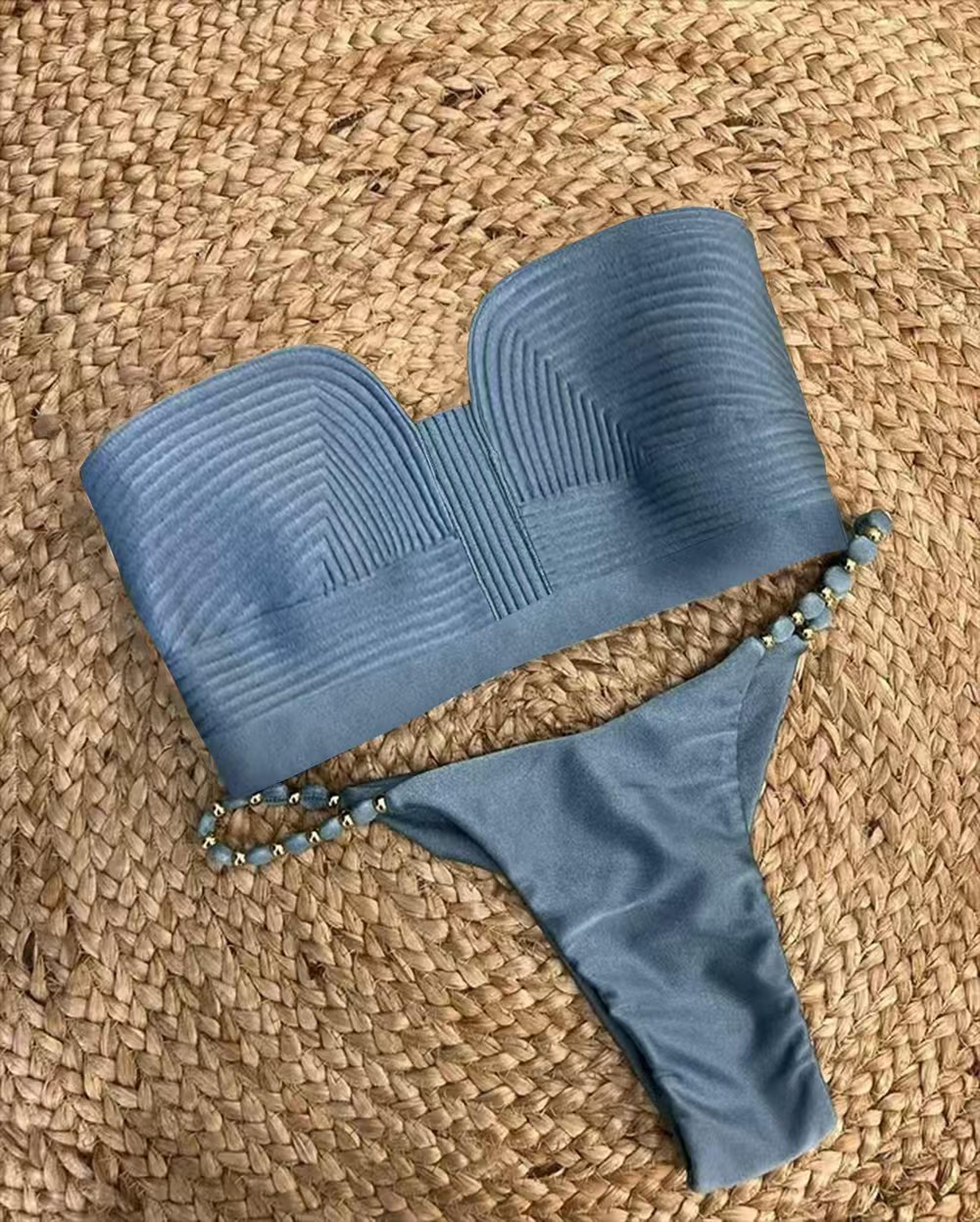 bandage stripe brazilian bikini swimwear women's sexy two piece set