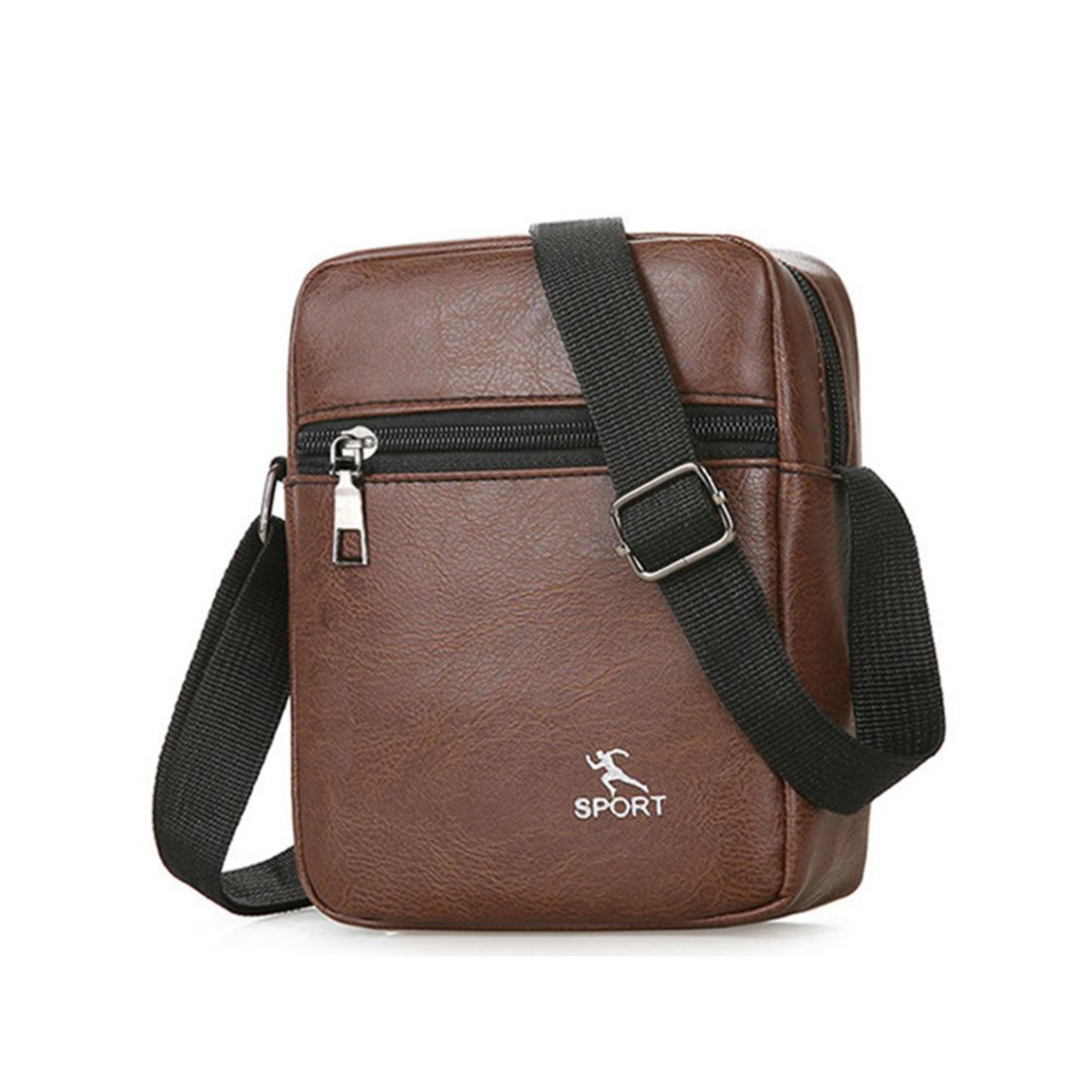 leather crossbody messenger bag for men, sling shoulder travel bag, small tote handbag