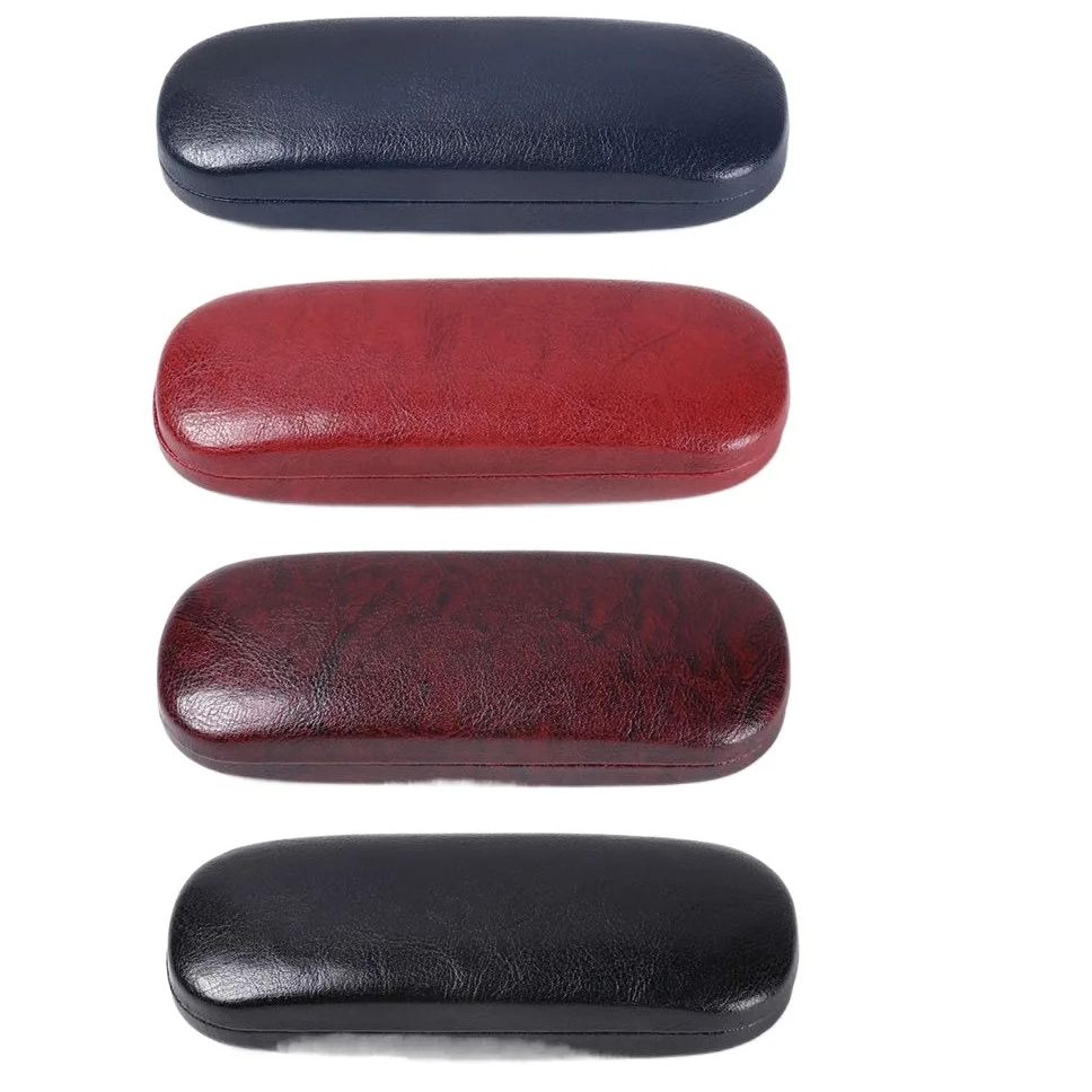 portable leather glasses case for women men, waterproof hard frame eyeglass case, black spectacle box