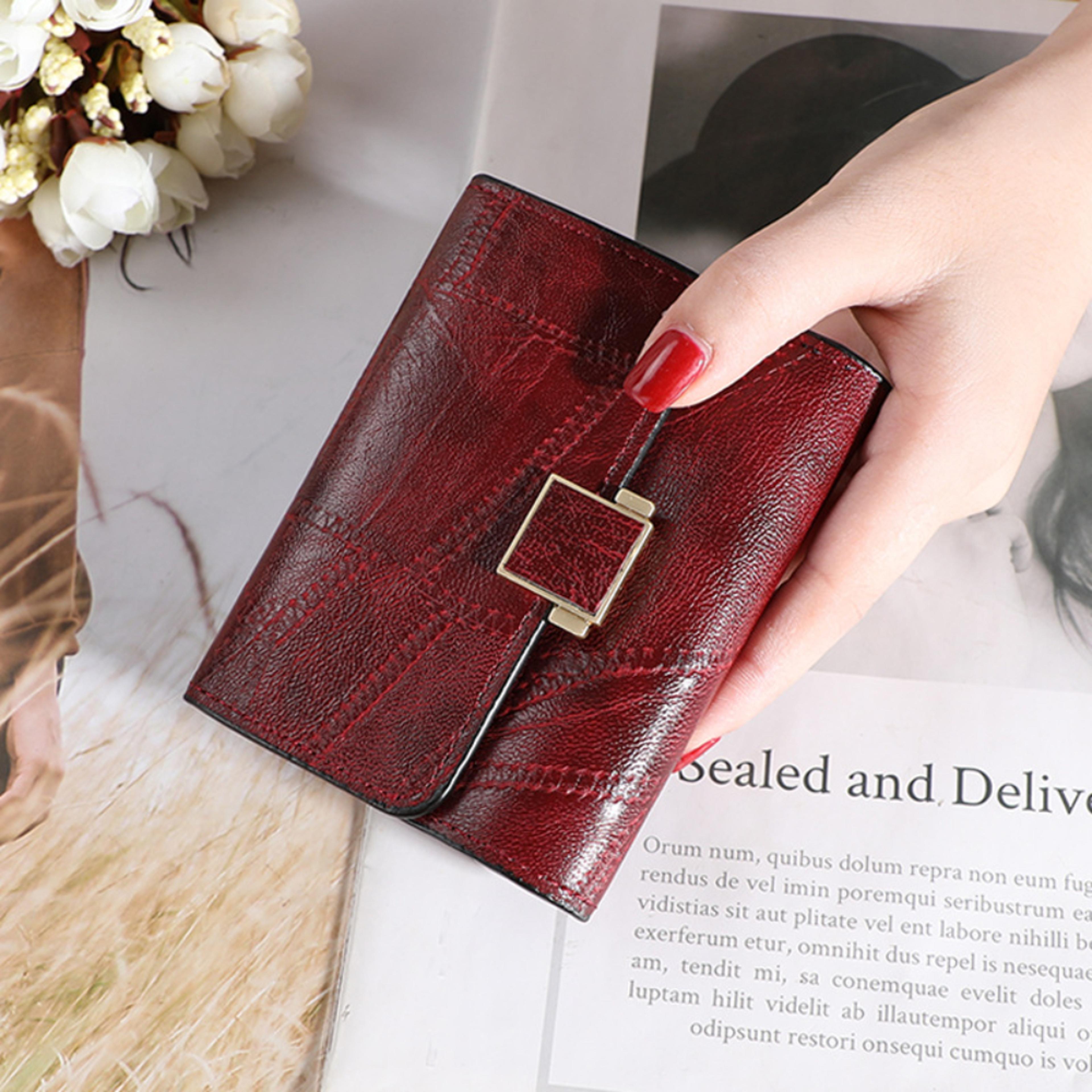 vintage women wallet short leather small purse, mini female fashion card holder coin purse
