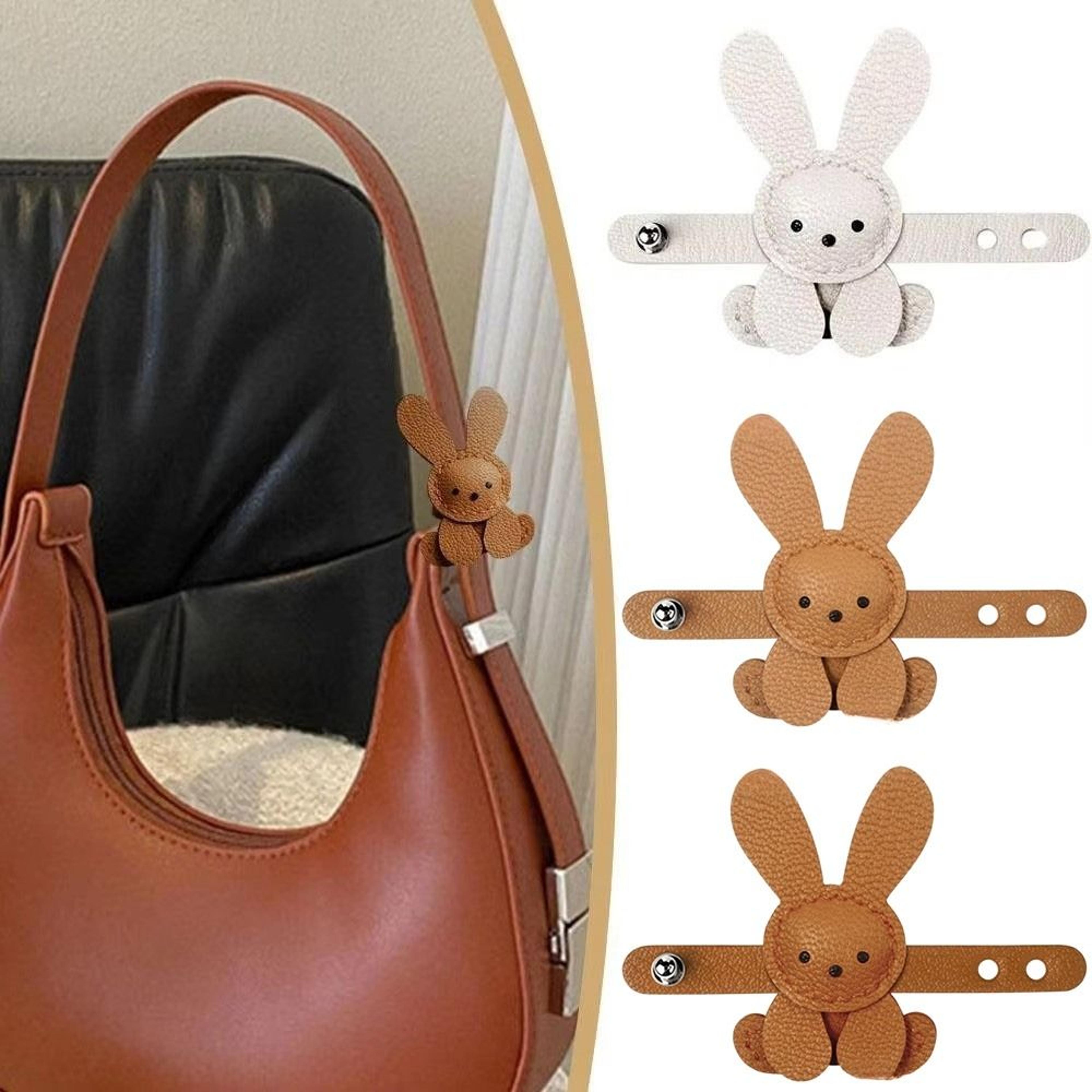 adjustable cute cartoon bunny bag pendant, pu leather diy bag charm, solid color decoration