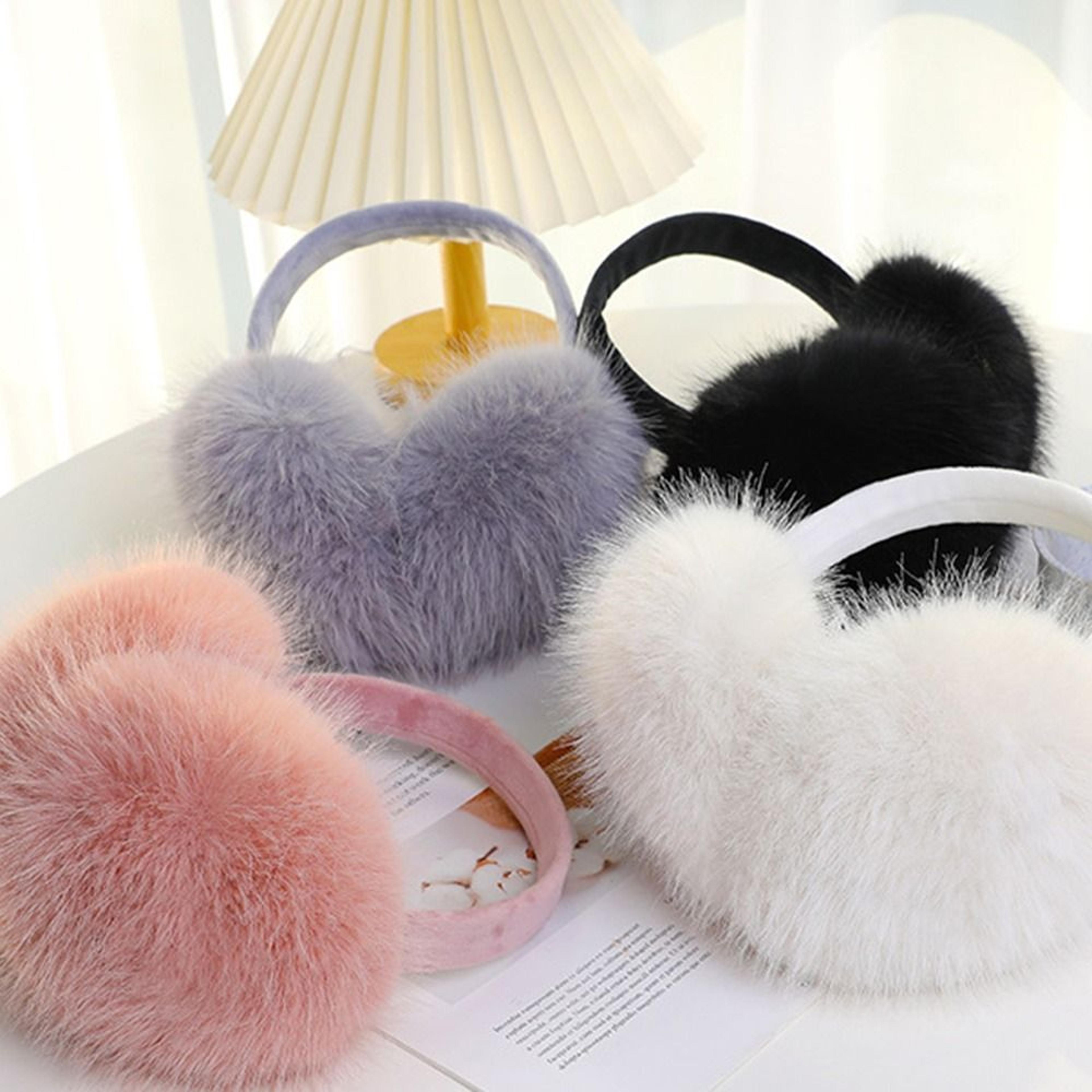 fashion plush earmuffs ear warmer for women, collapsible keep warm winter earflaps
