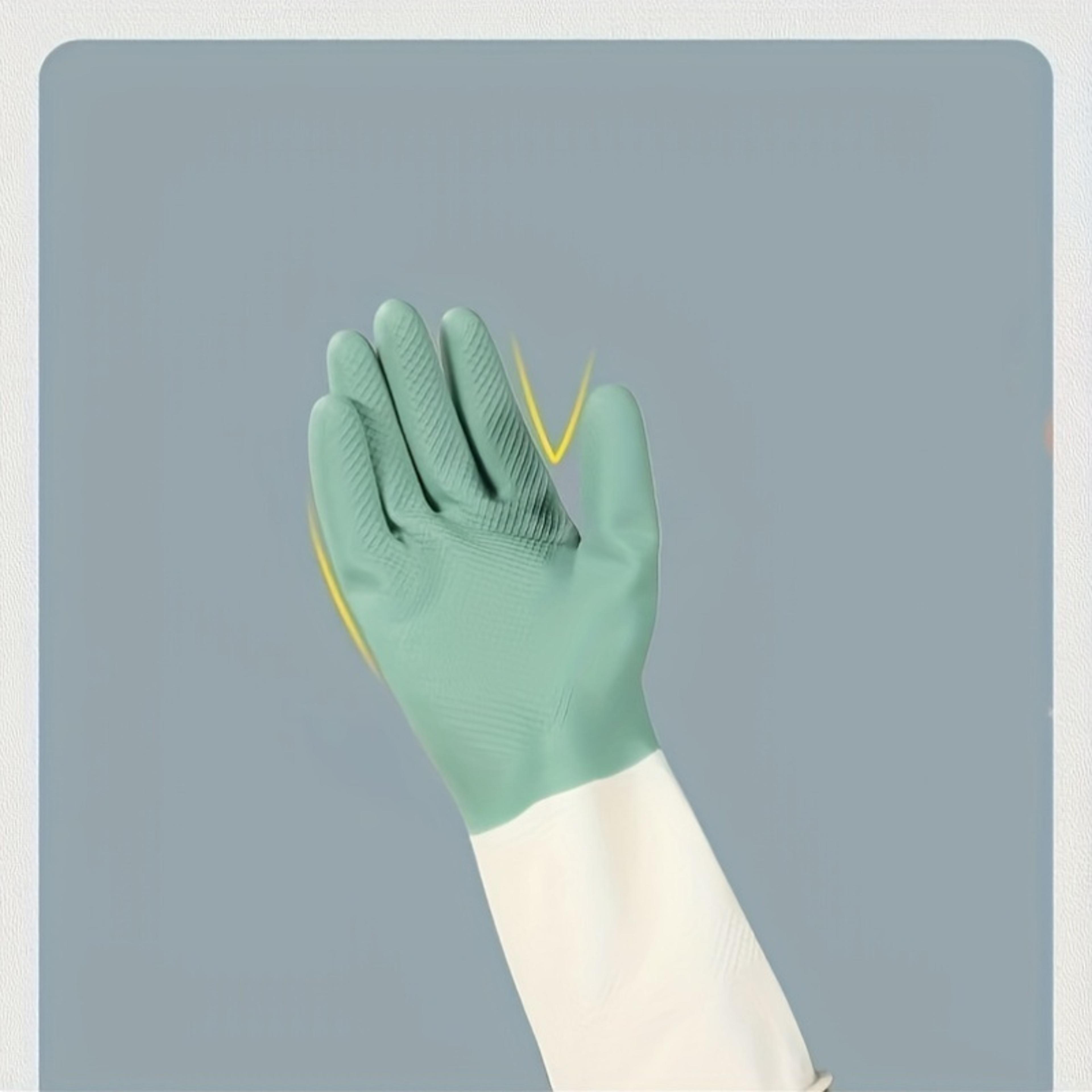 durable wear-resistant dishwashing gloves, kitchen rubber gloves, two-color waterproof gloves for cleaning