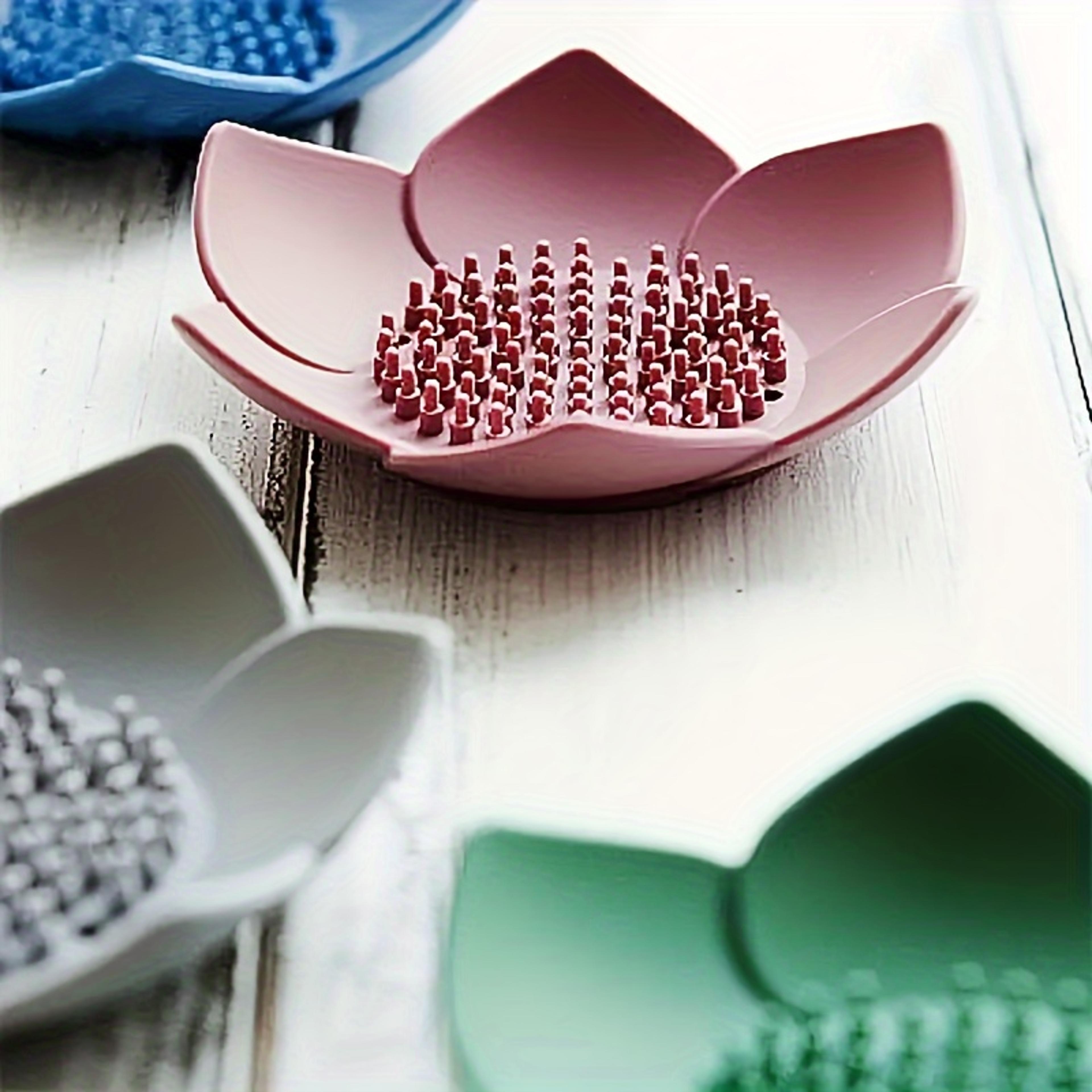 soap box lotus shape non-slip silicone, draining soap tray, bathroom soap dish