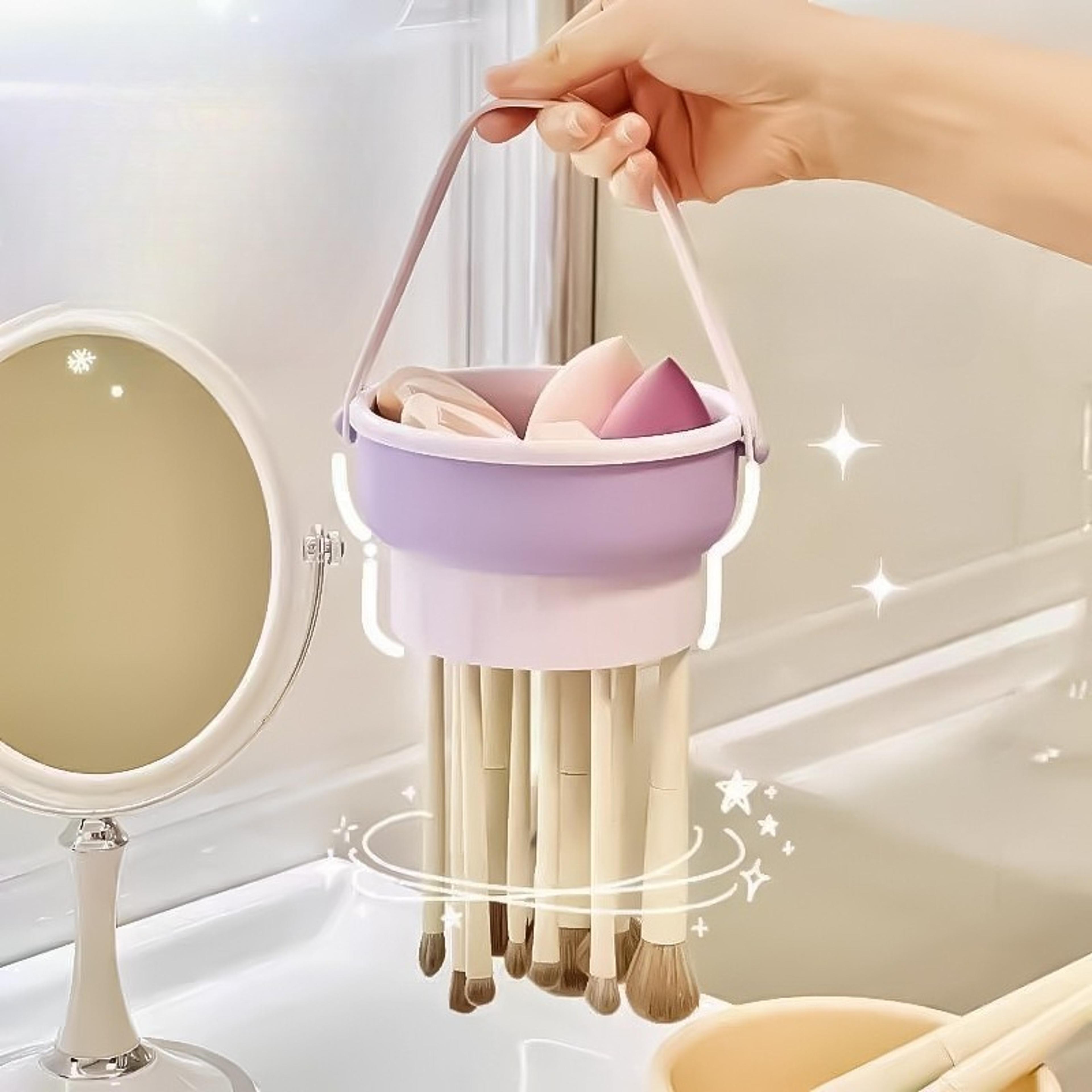 makeup brush cleaning bowl, beauty egg cleaning tool, brush powder puff storage set