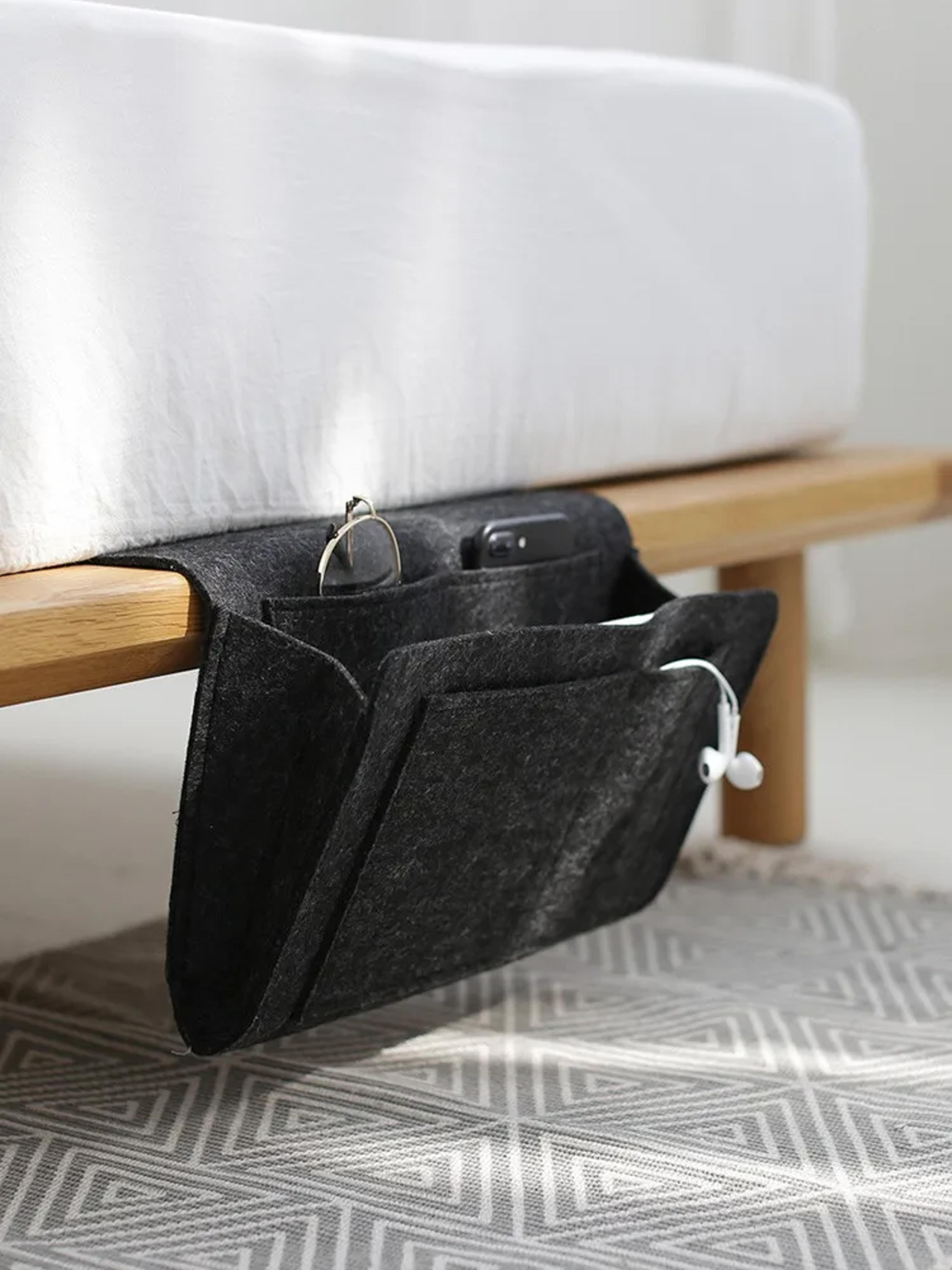 crib hanging organizer and felt sofa storage pocket for remote, toy and bedside storage solution
