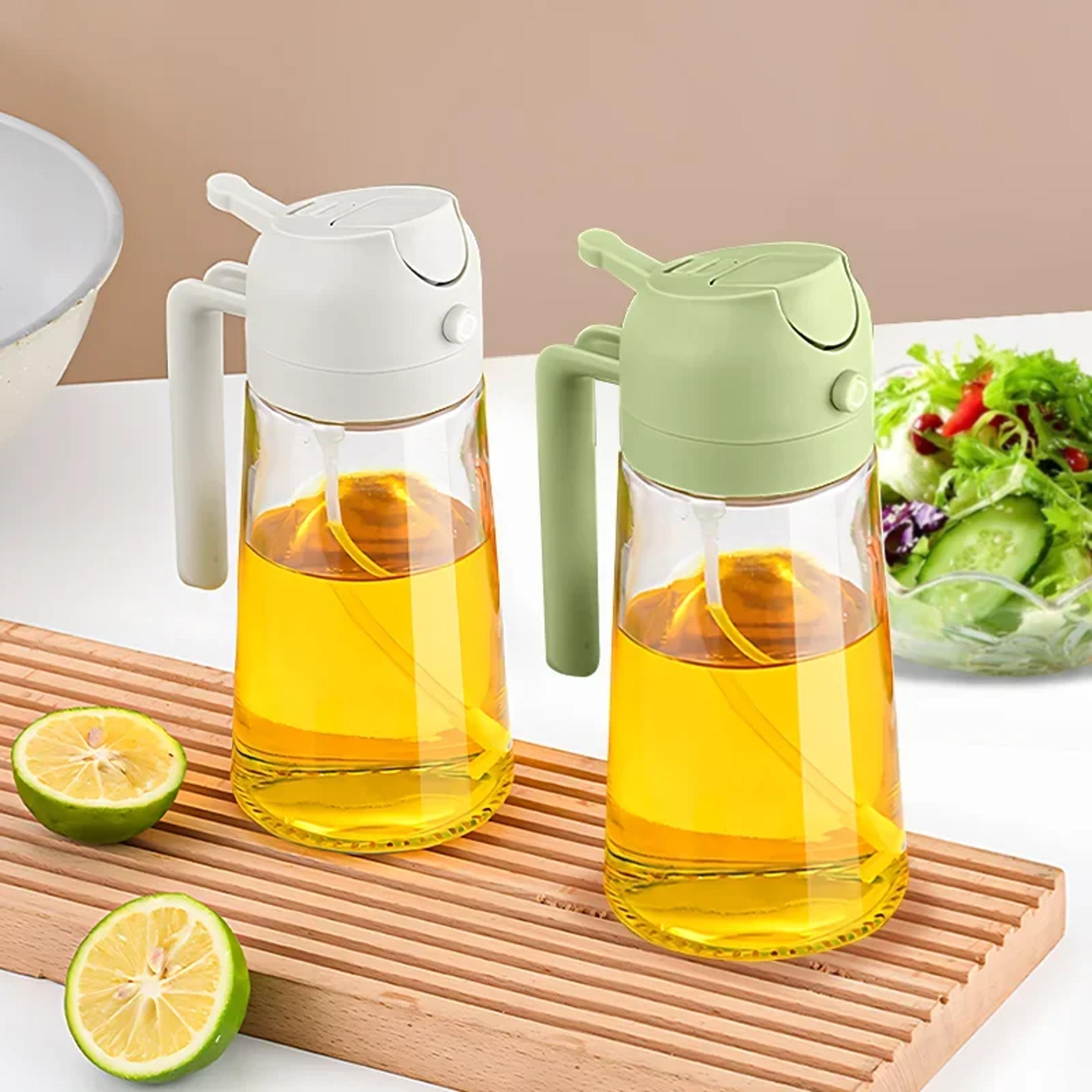 dual-purpose camping bbq baking tool, glass oil spray bottle with pour spout nozzle olive dispenser