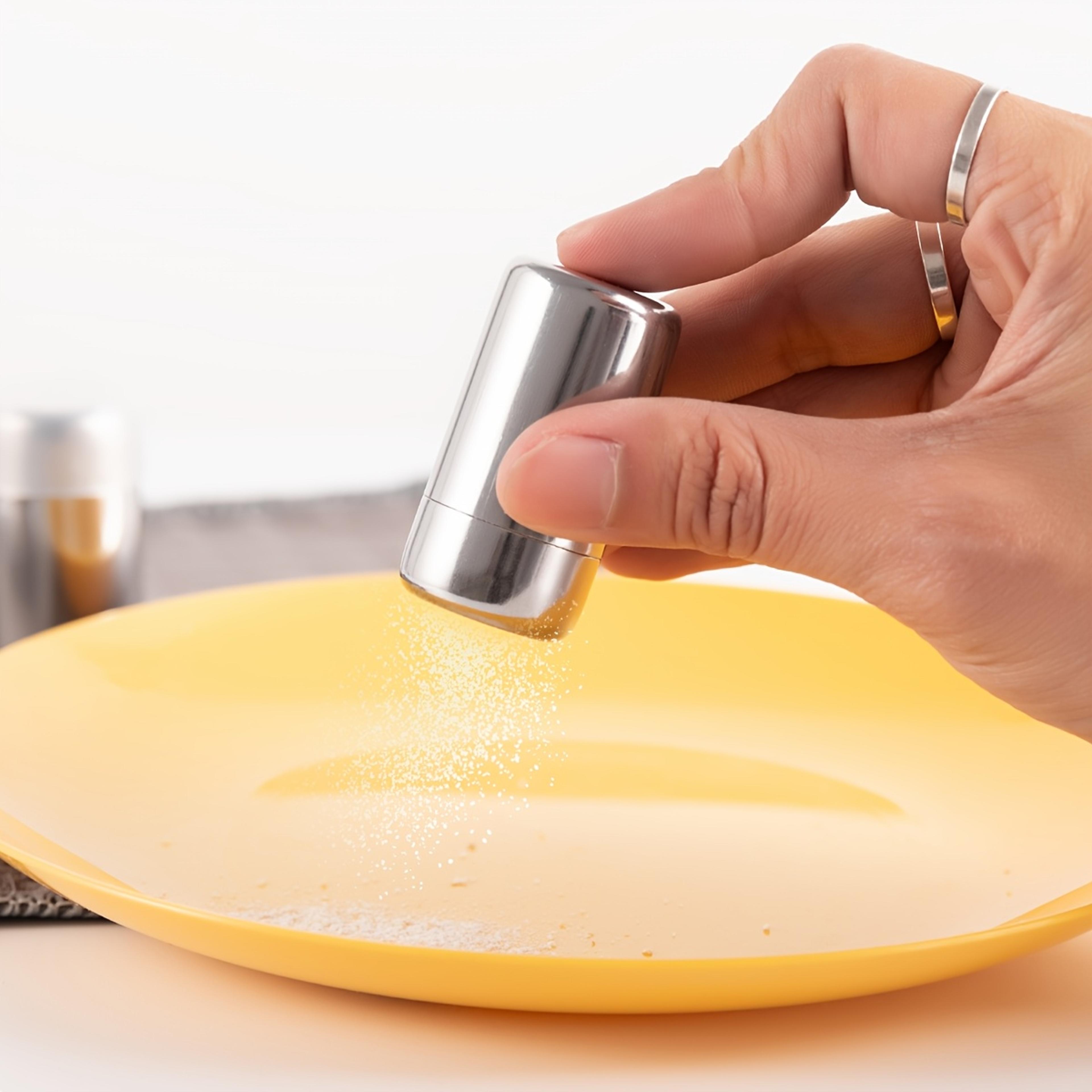 stainless steel mini spice jars, portable salt and pepper shakers for outdoor use